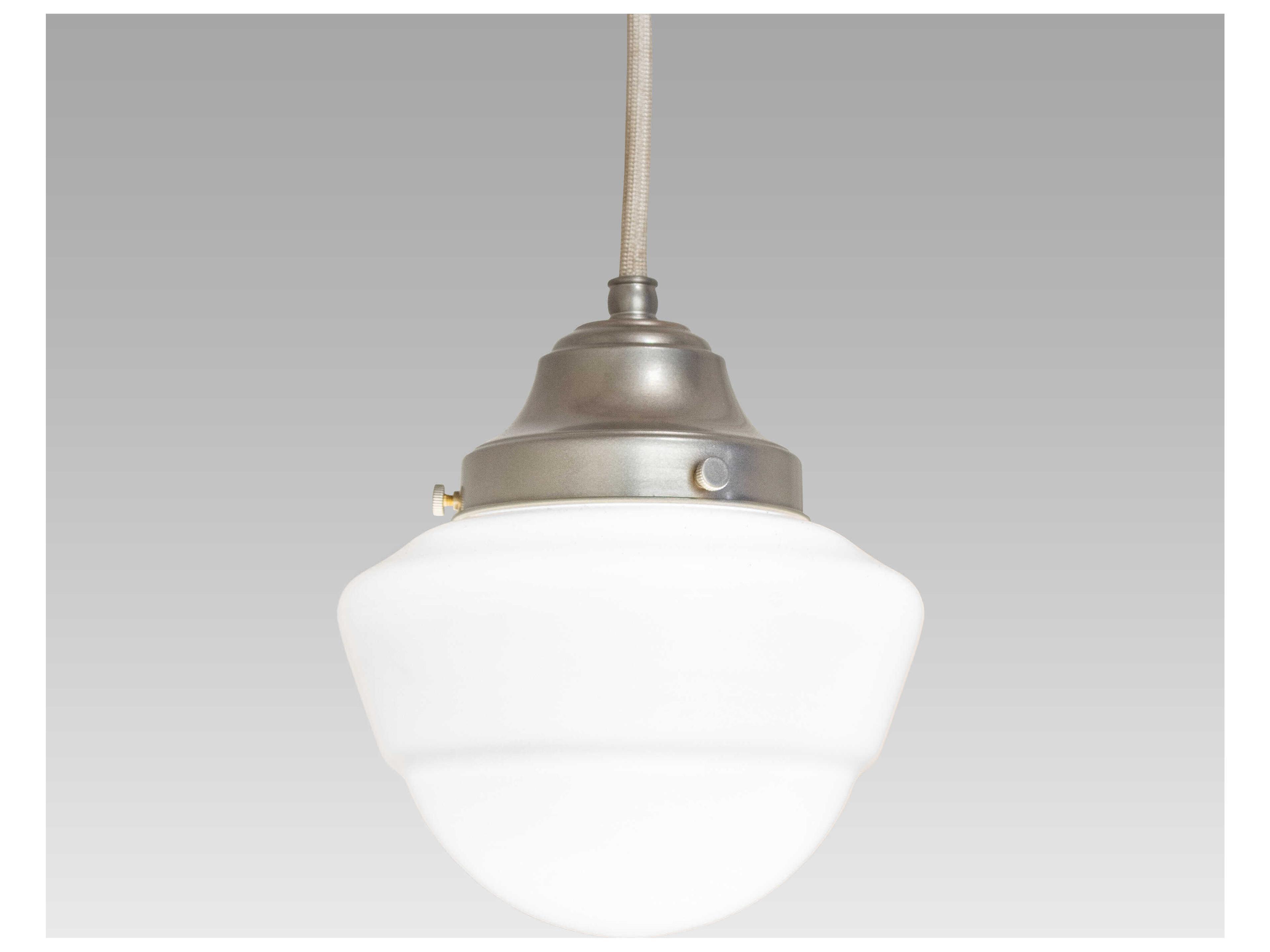 Revival Schoolhouse 1-Light Nickel Glass Mini Pendant