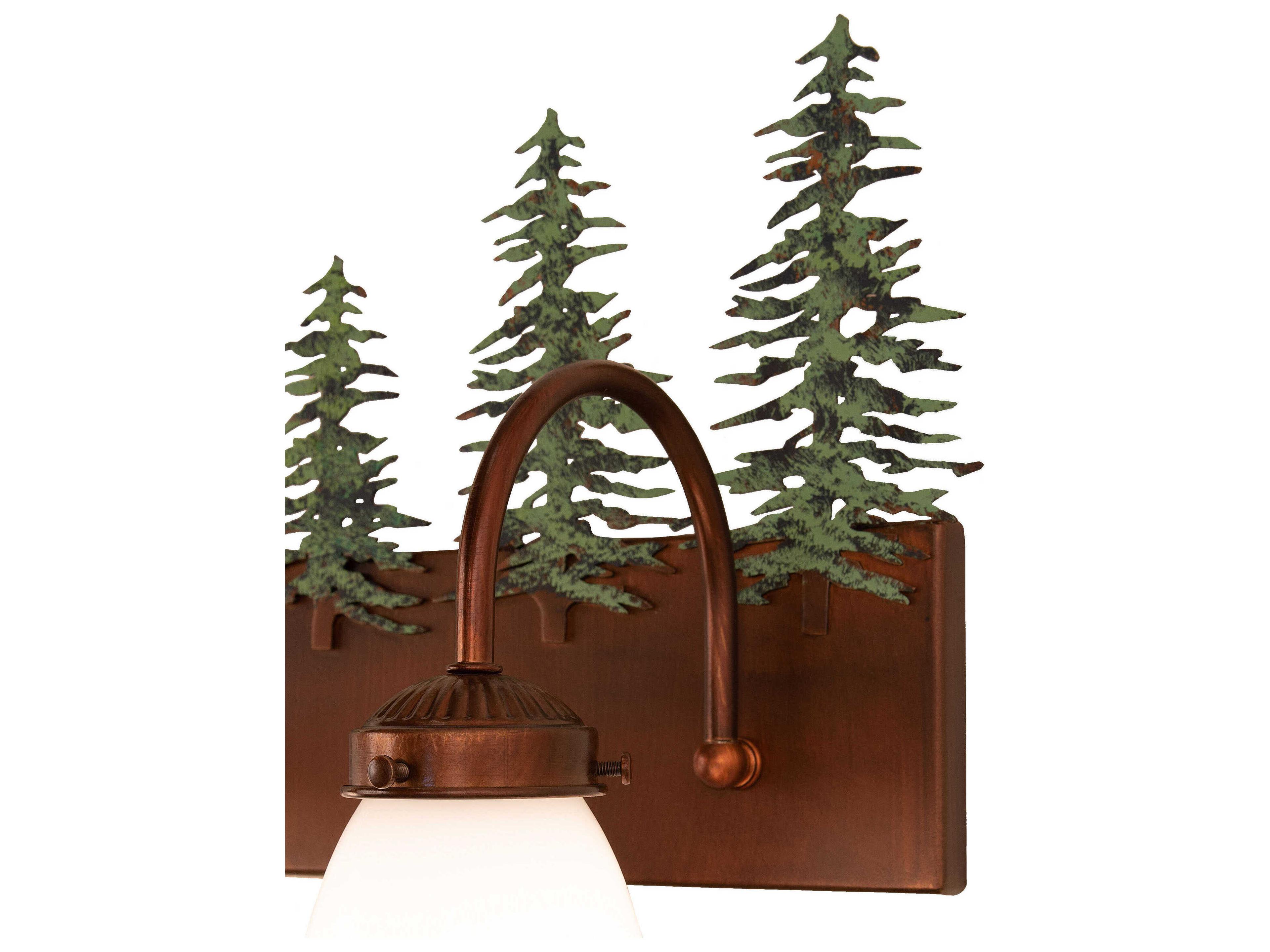 Meyda Tall Pines 3-Light Vintage Copper Green Glass Vanity Light