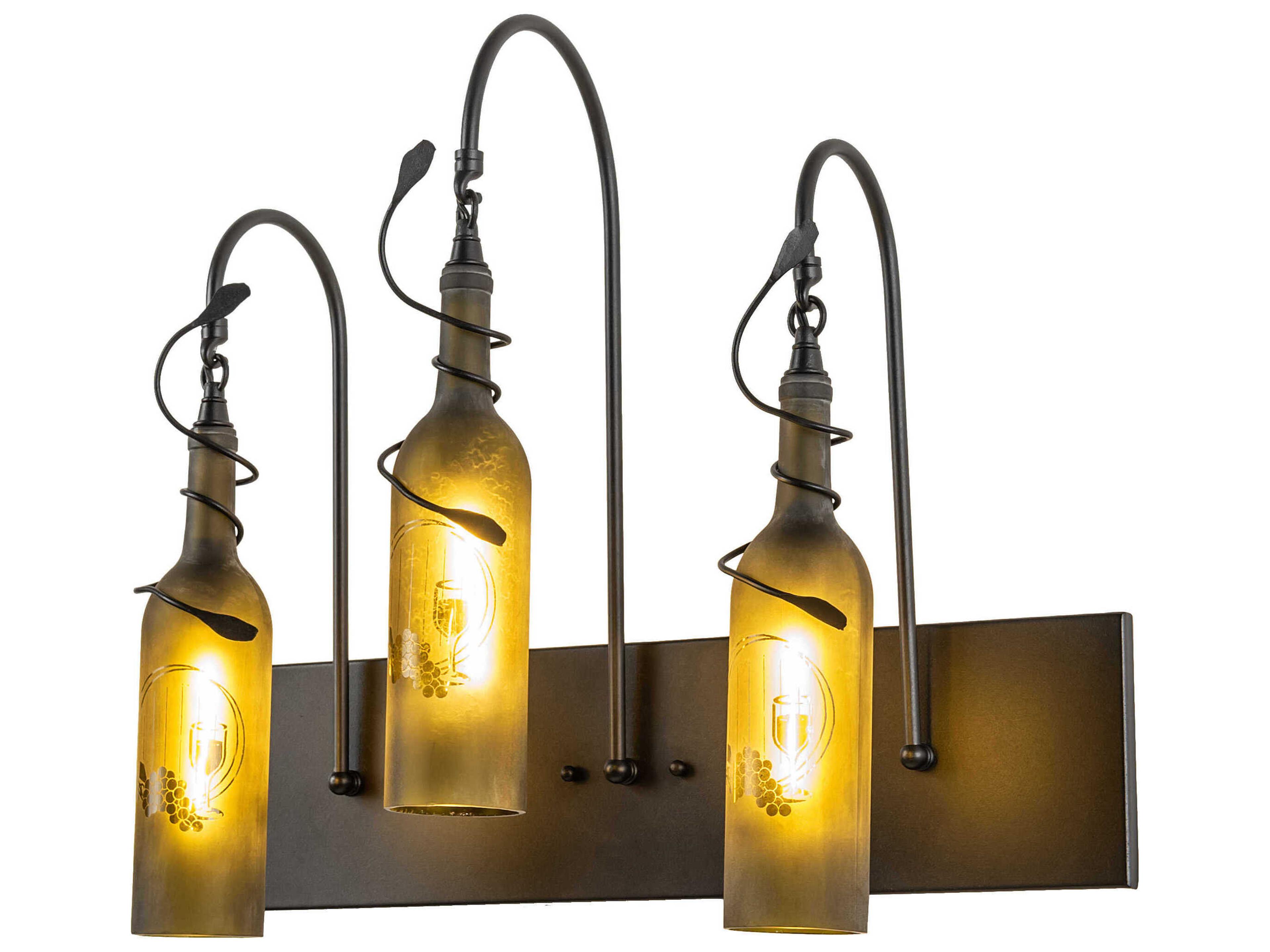 Tuscan Vineyard 3-Light Black Glass Vanity Light