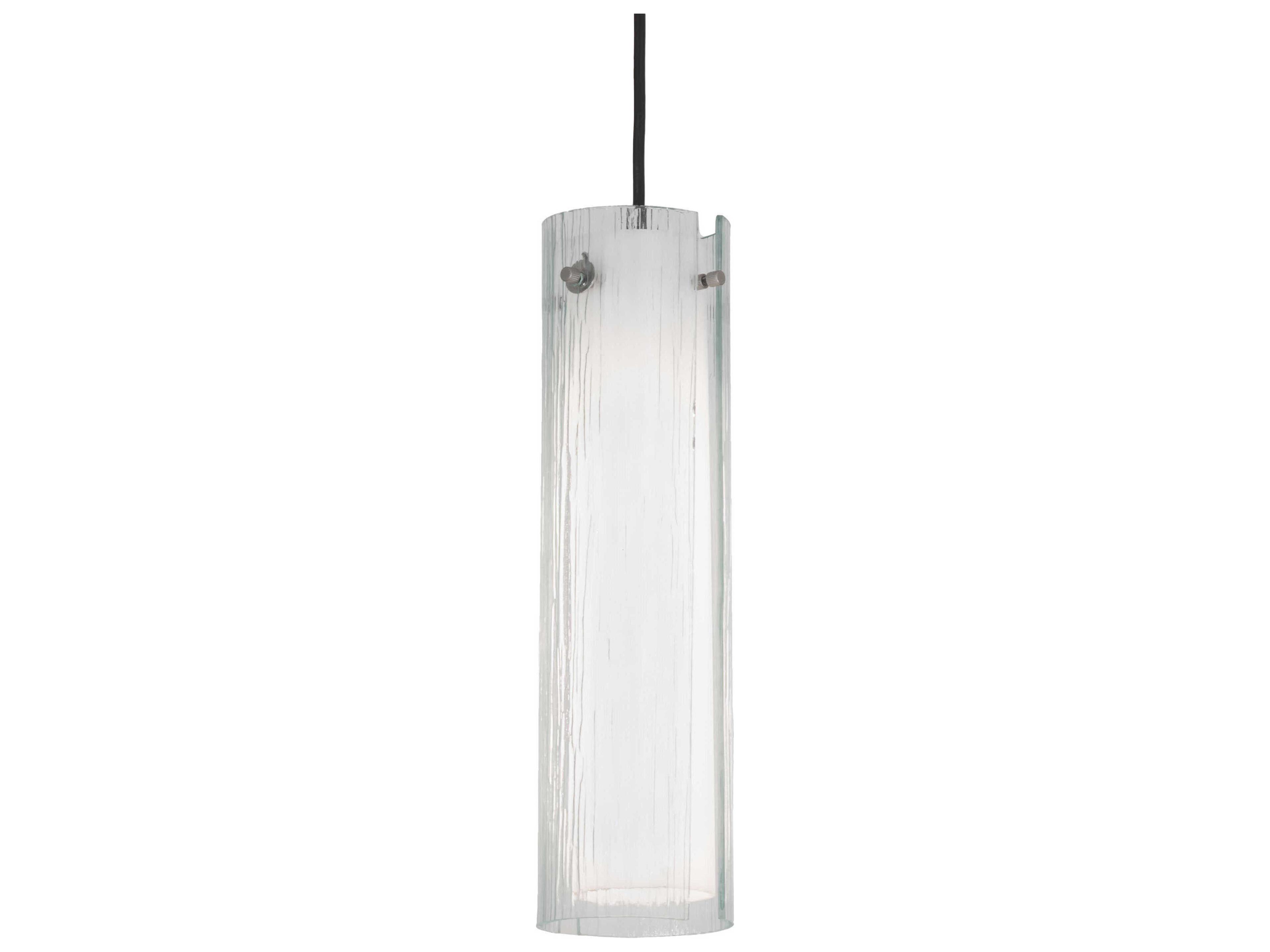 Cilindro 1-Light Nickel Glass Cylinder Mini Pendant