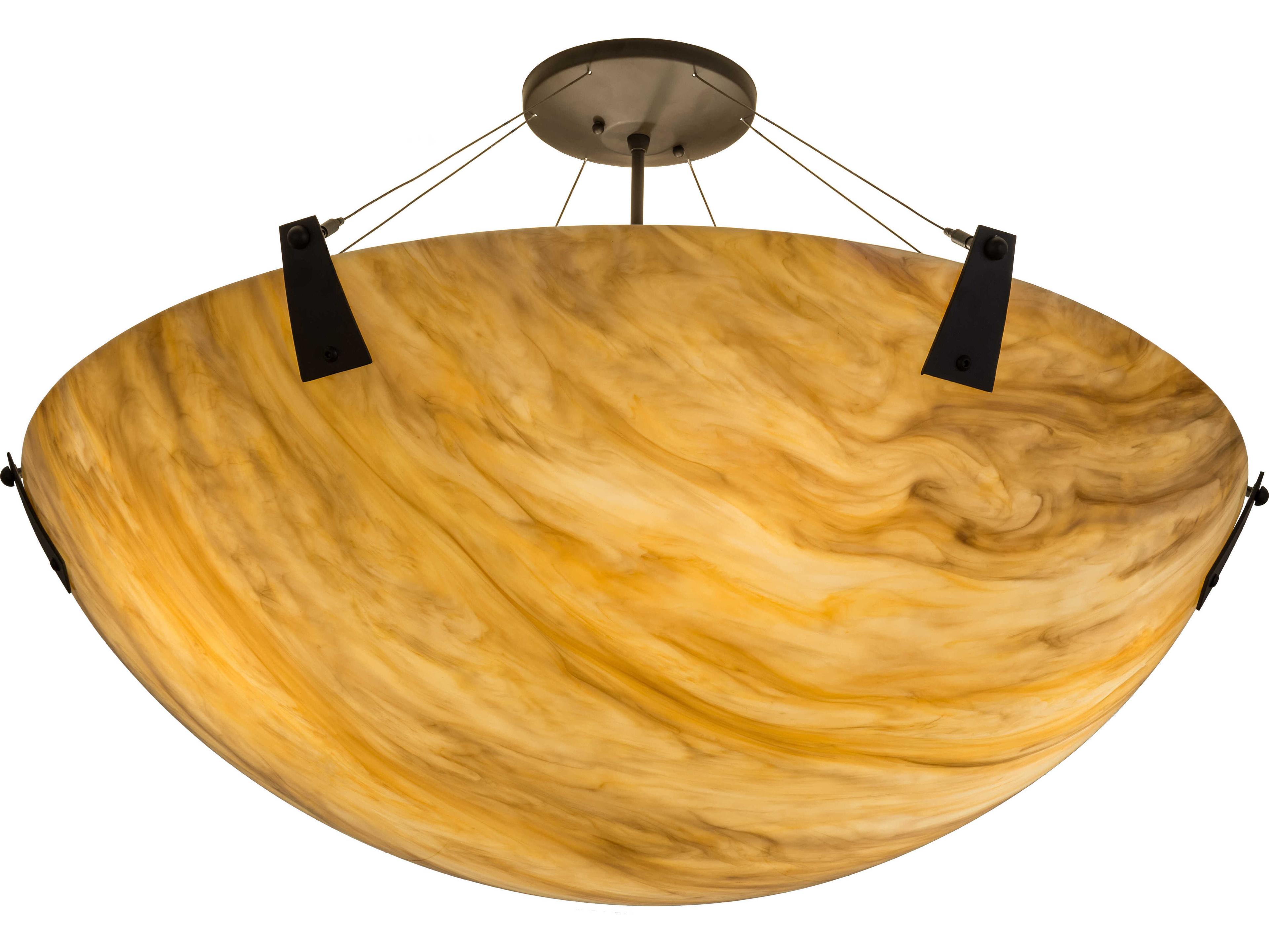 Meyda 4-Light Oil Rubbed Bronze Glass Bowl Semi Flush Mount