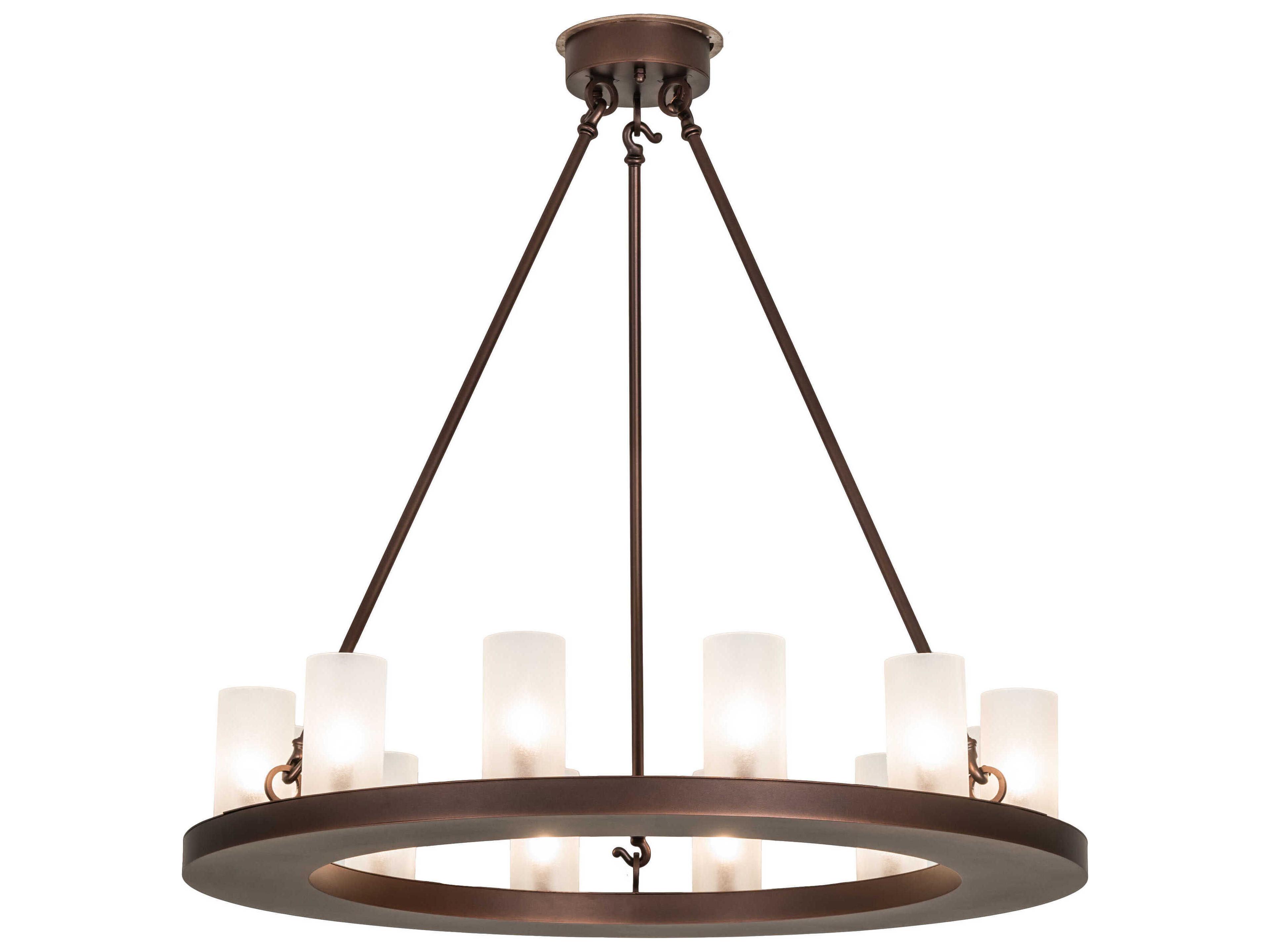 Loxley 12-Light Mahogany Bronze Glass Cylinder Chandelier