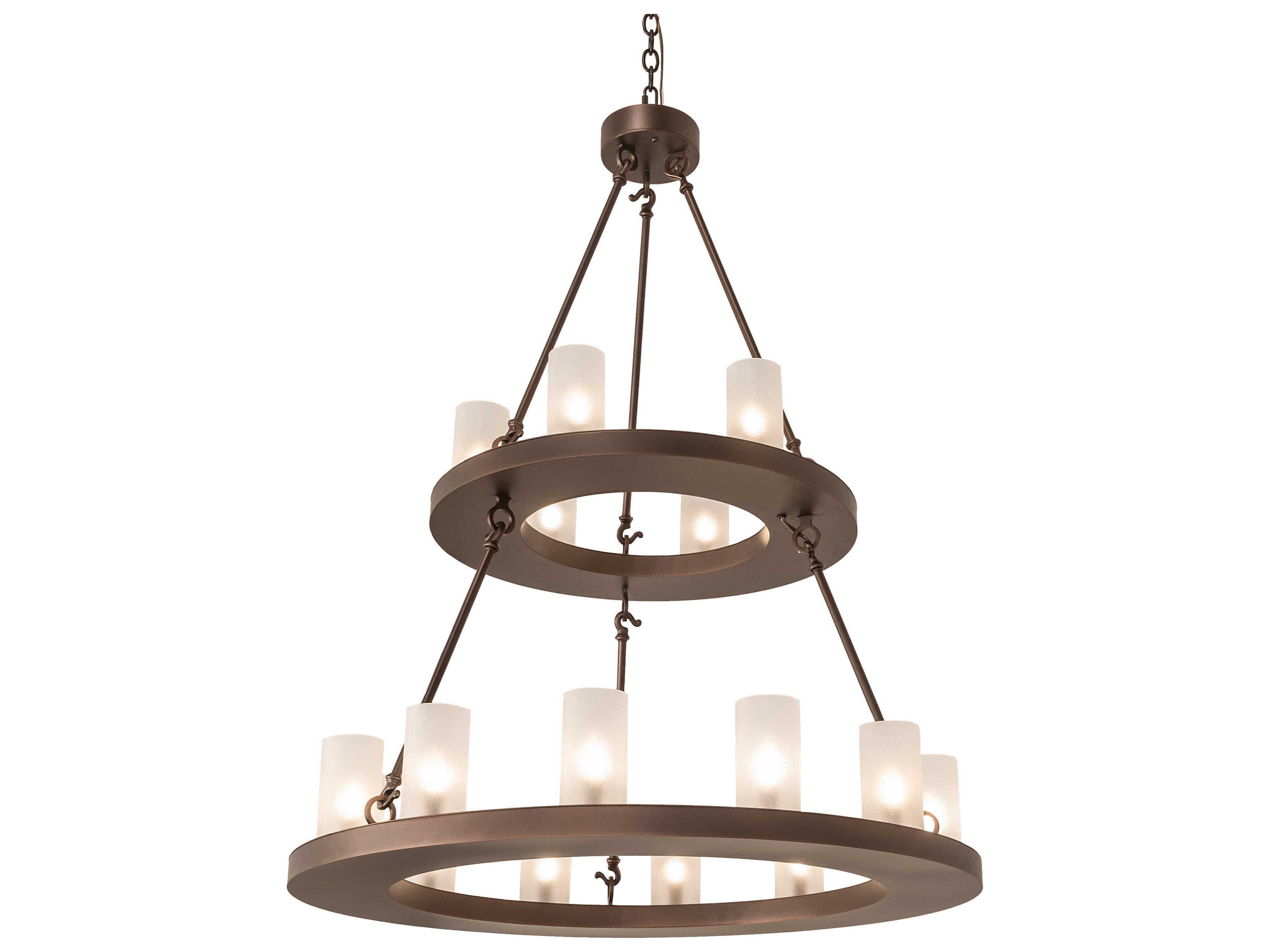 Loxley 18-Light Mahogany Bronze Glass Cylinder Chandelier