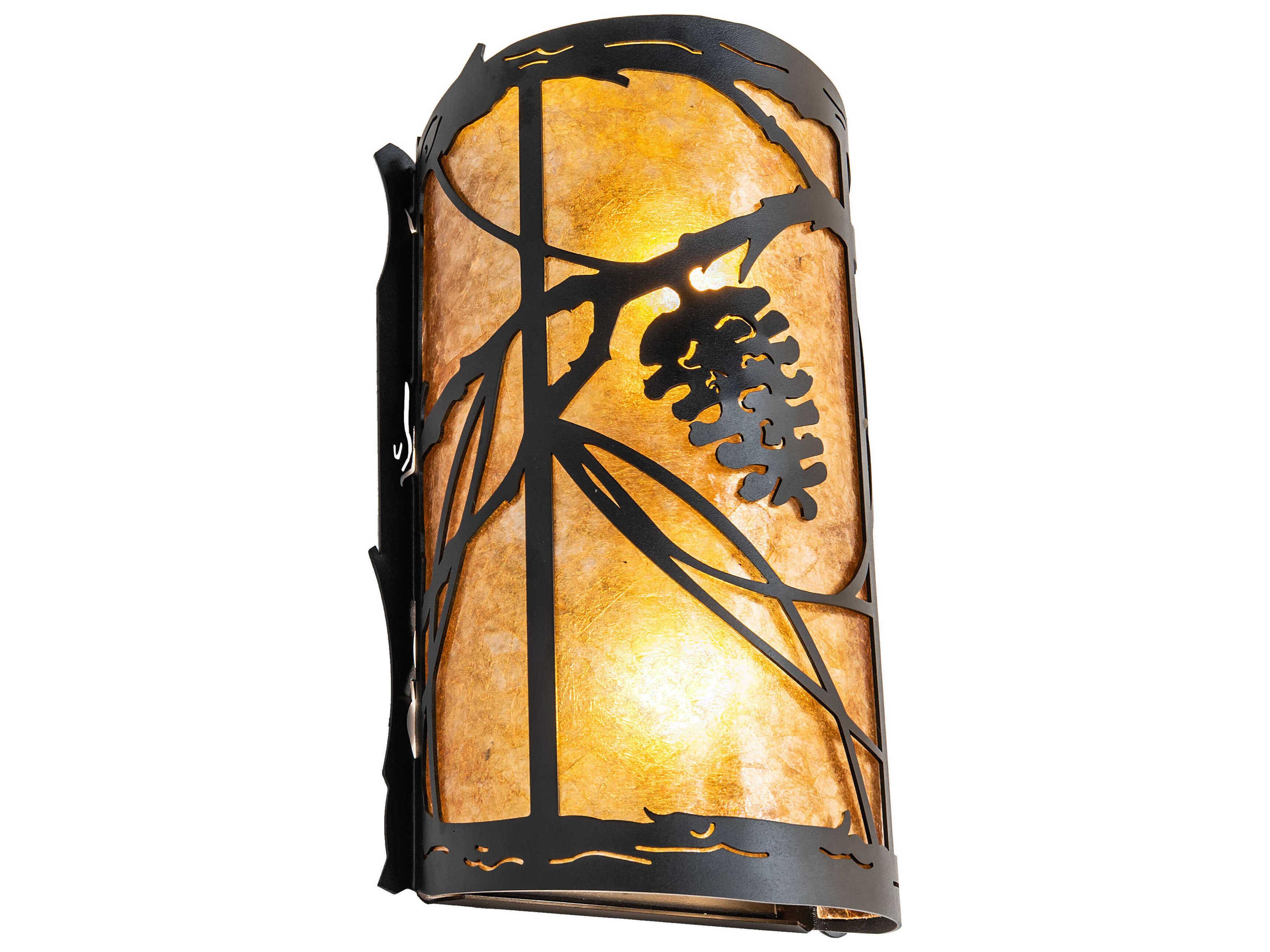 Whispering Pines 2-Light Black Glass Wall Sconce