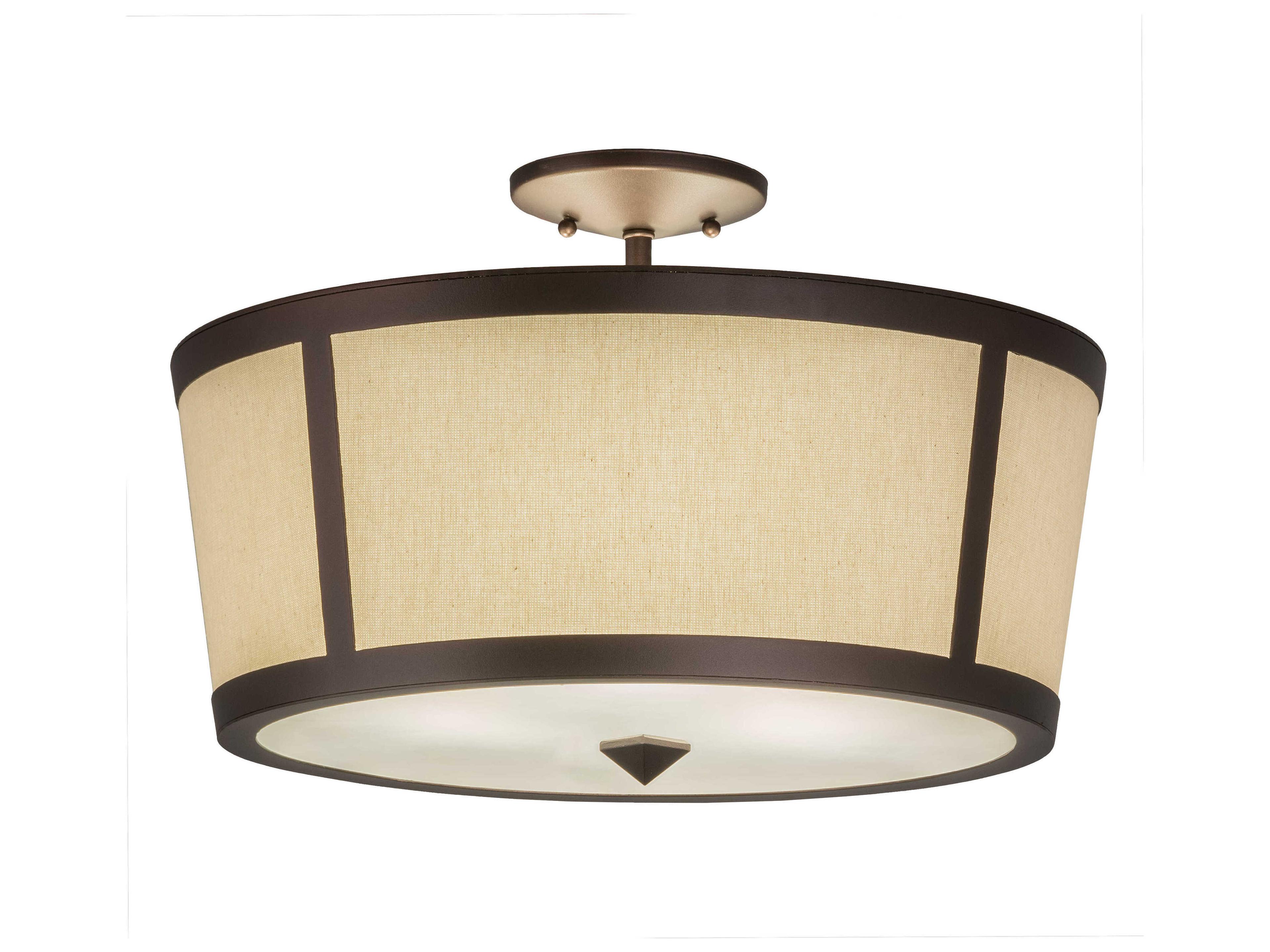 Cilindro 3-Light Mahogany Bronze Round Drum Semi Flush Mount