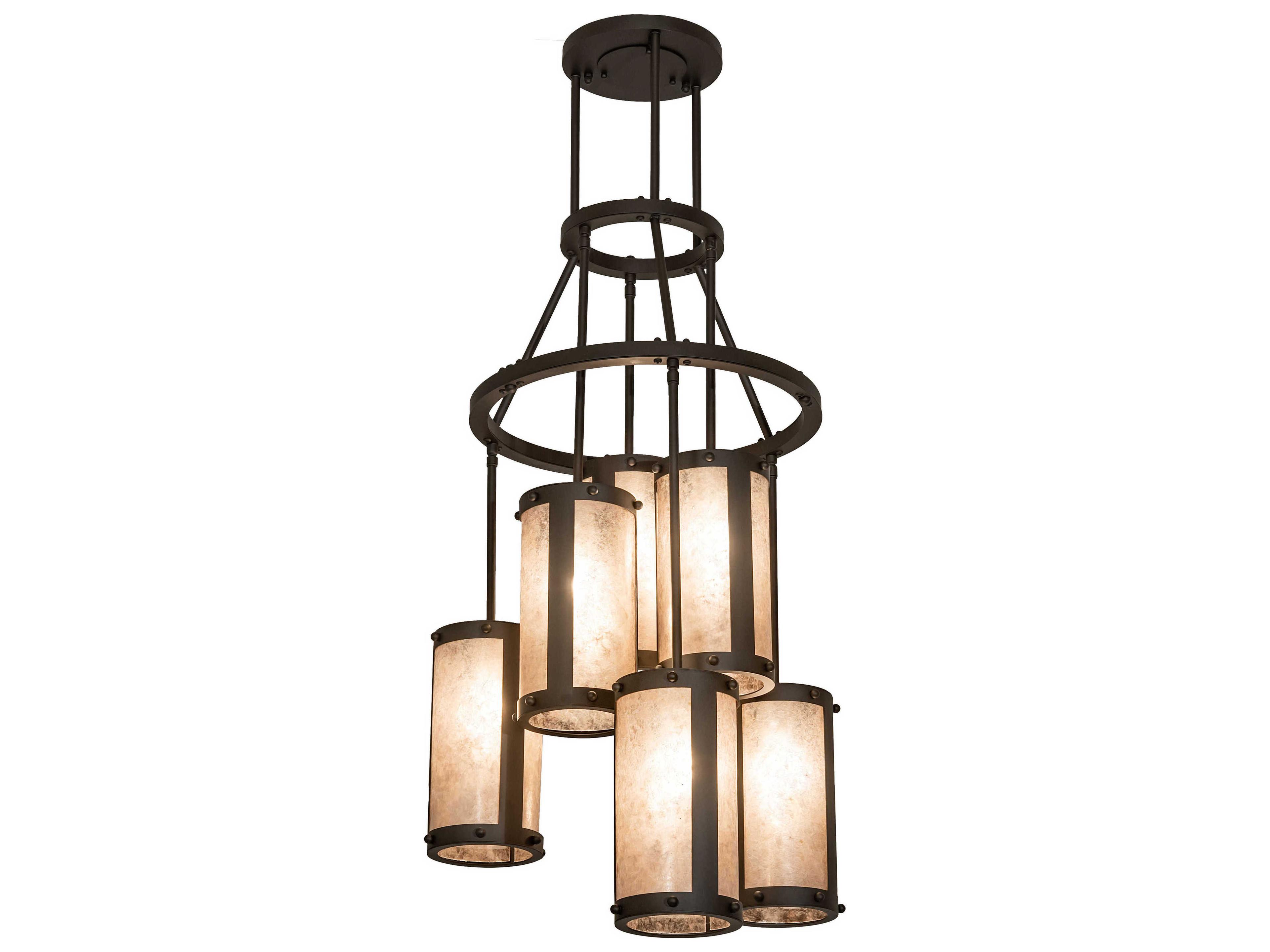 Cartier 6-Light Oil Rubbed Bronze Glass Cylinder Lantern Chandelier