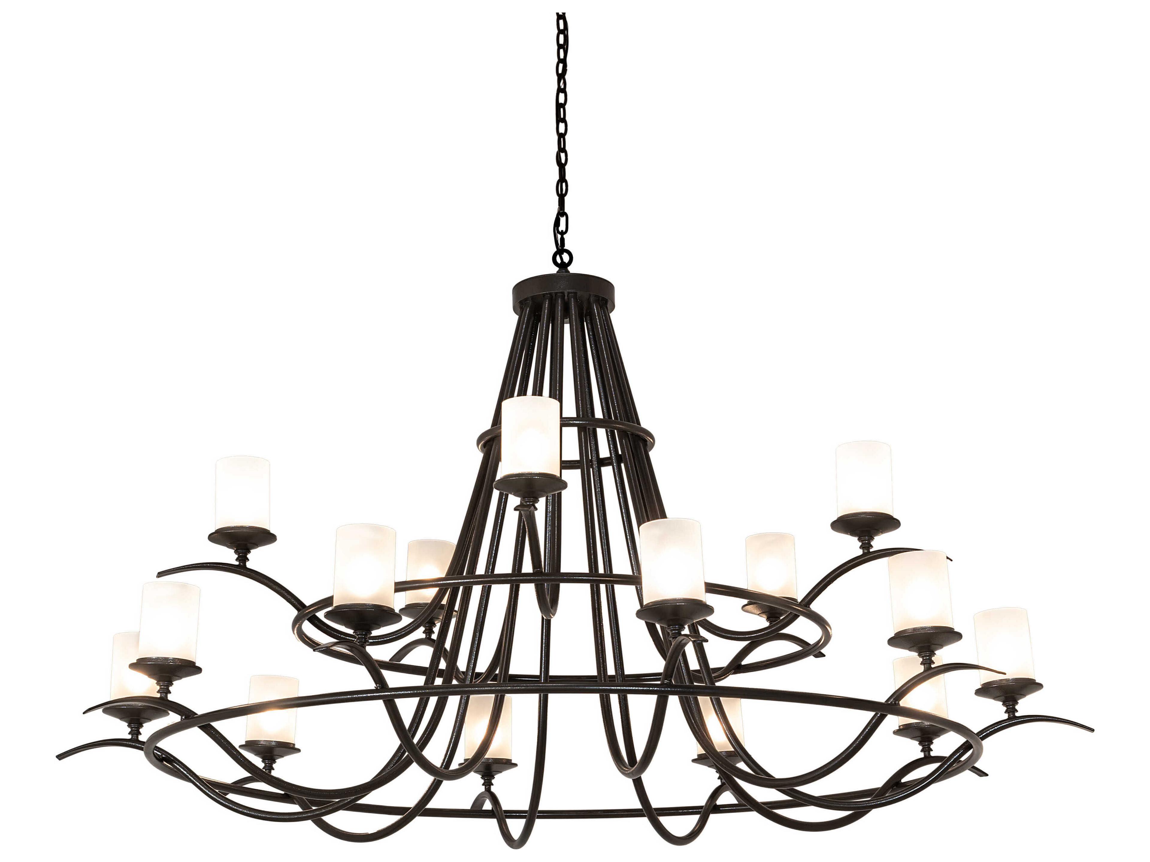 Octavia 15-Light Timeless Bronze Glass LED Cylinder Chandelier