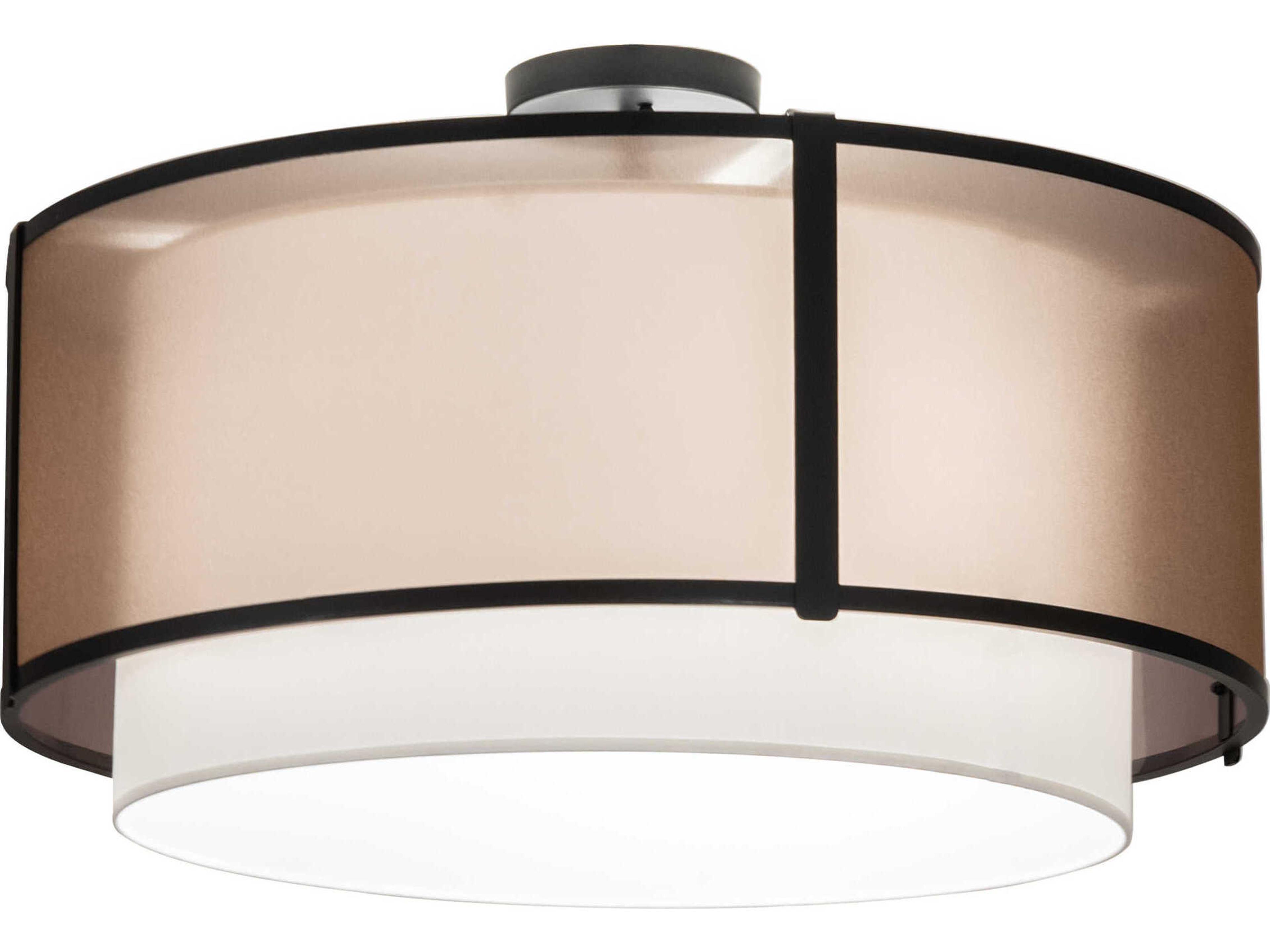 Cilindro 3-Light Black Glass Drum Semi Flush Mount