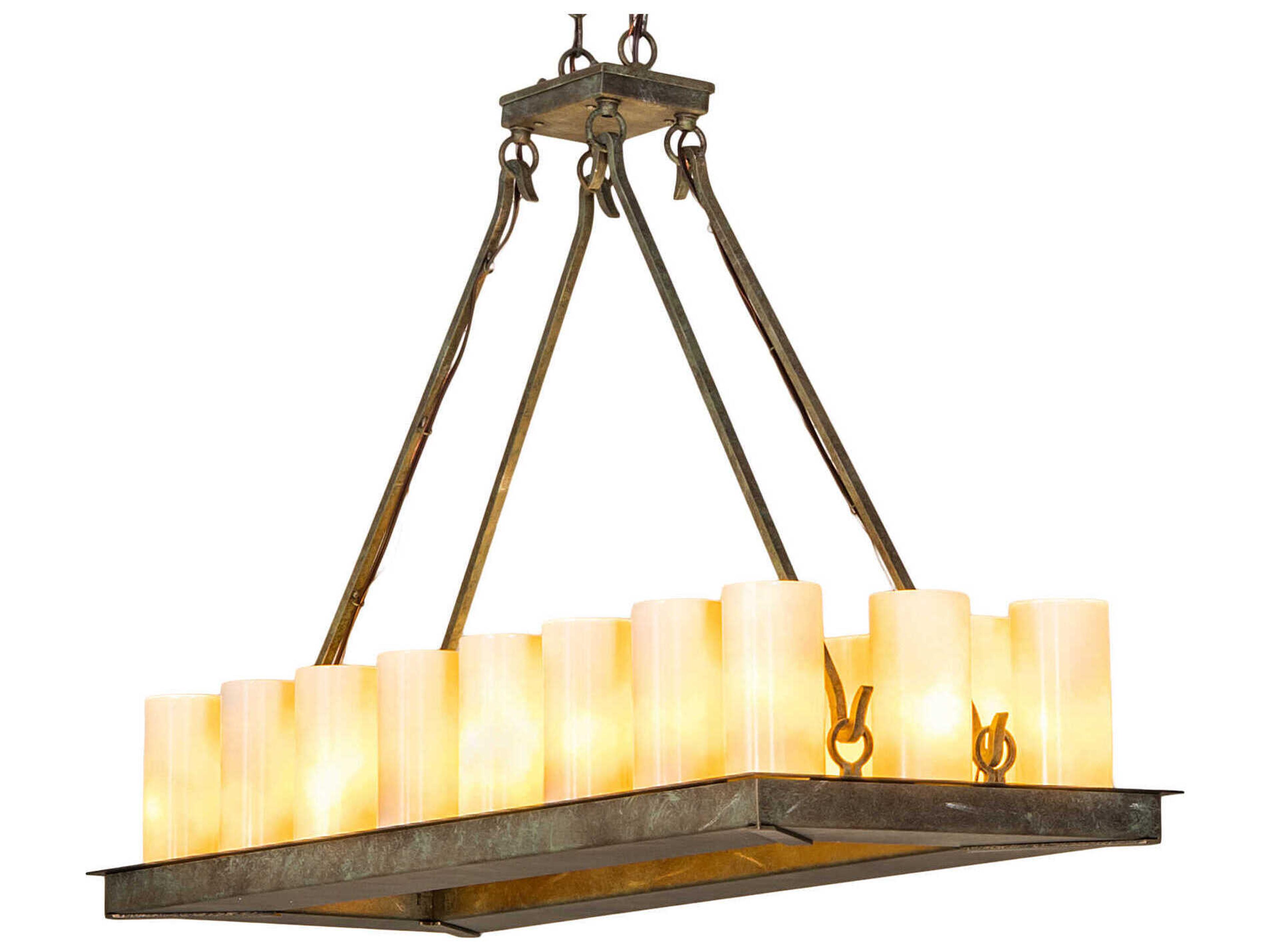 Loxley 18-Light8-Light Verdigris Brown Glass LED Cylinder Island Pendant