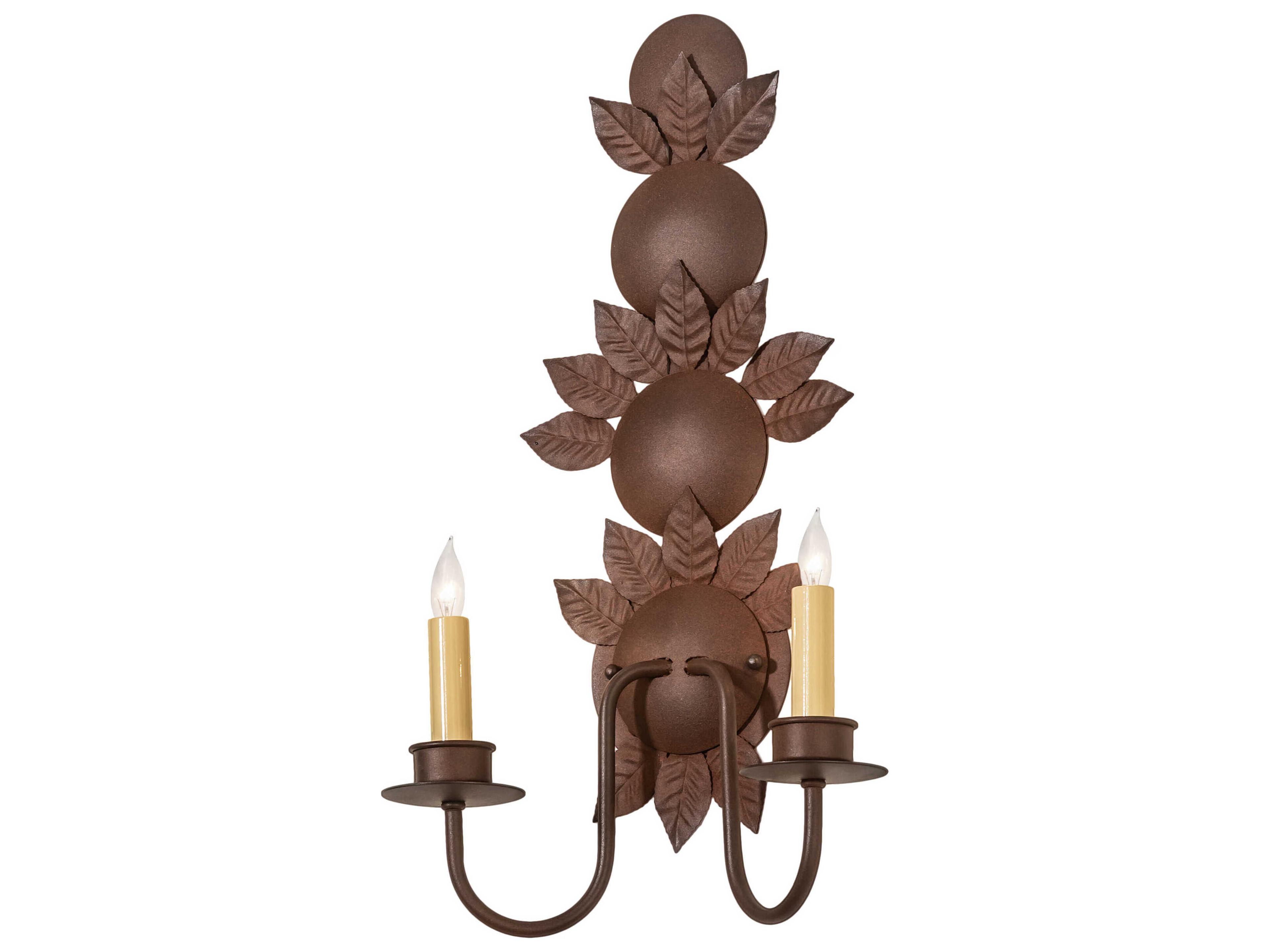 2-Light Rust Brown Wall Sconce