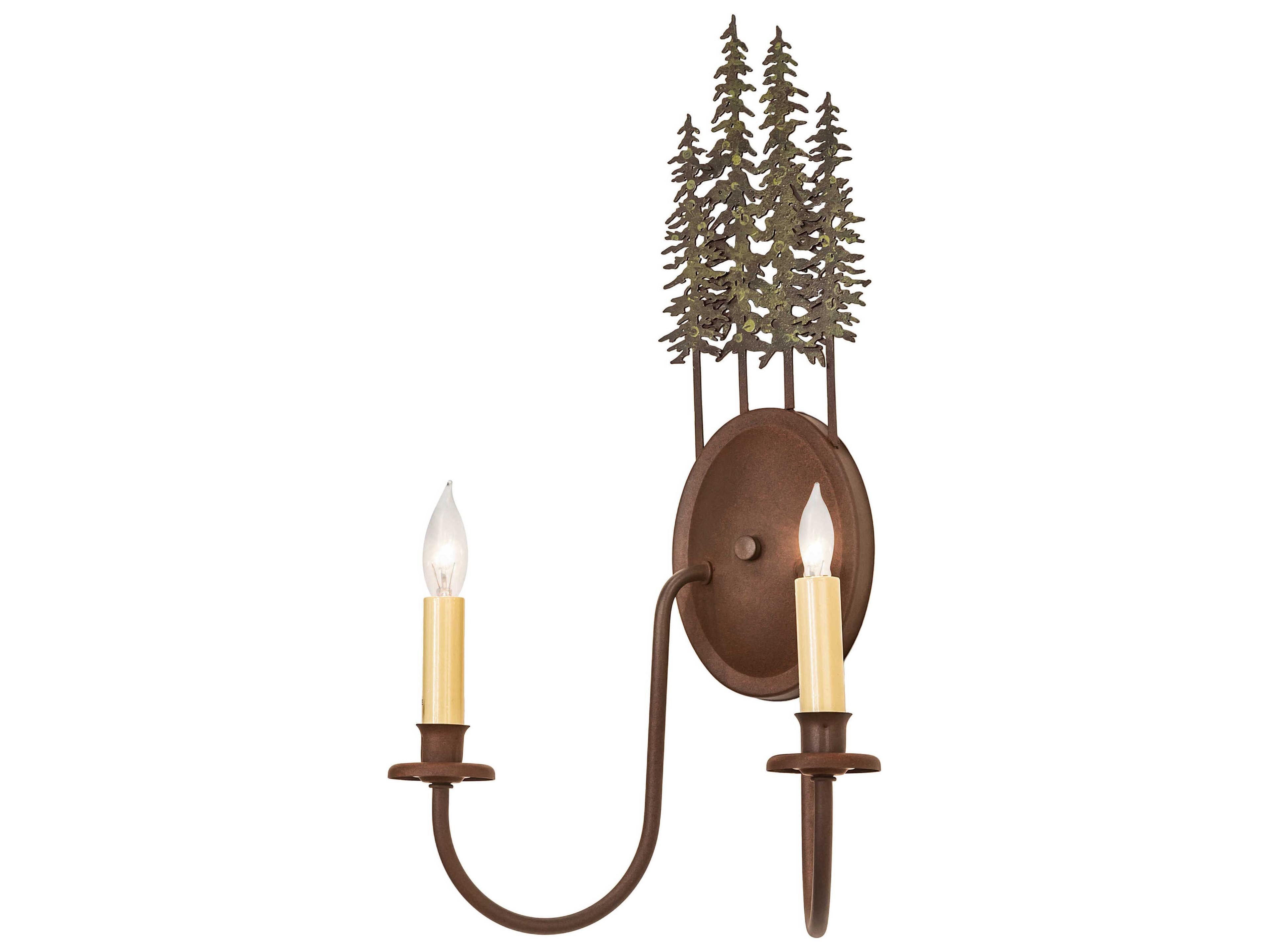 2-Light Rust Brown Wall Sconce