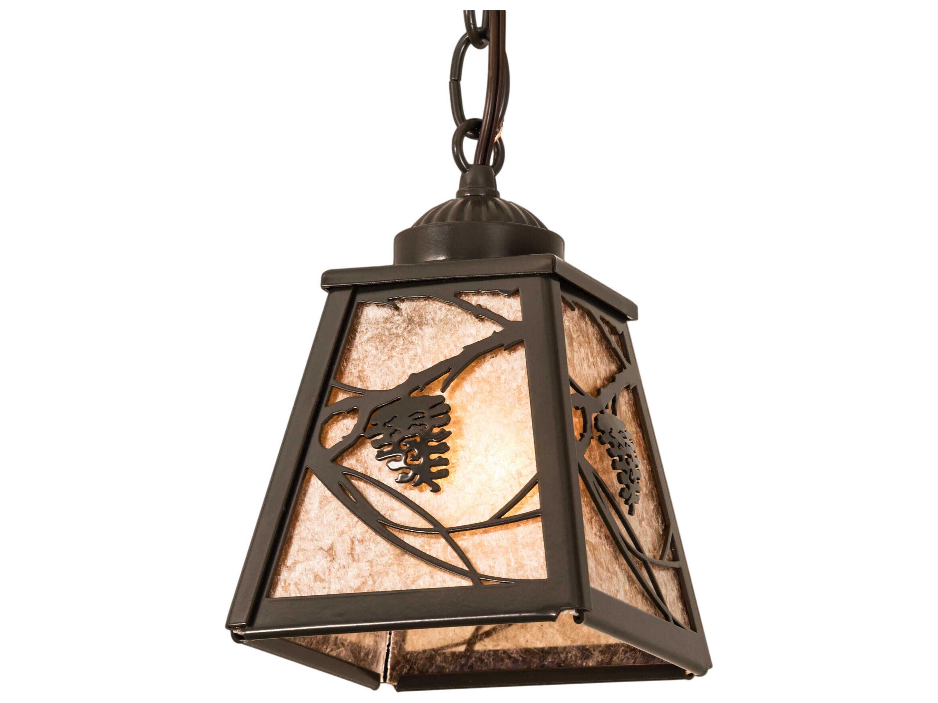 Whispering Pines 1-Light Timeless Bronze Glass Mini Pendant
