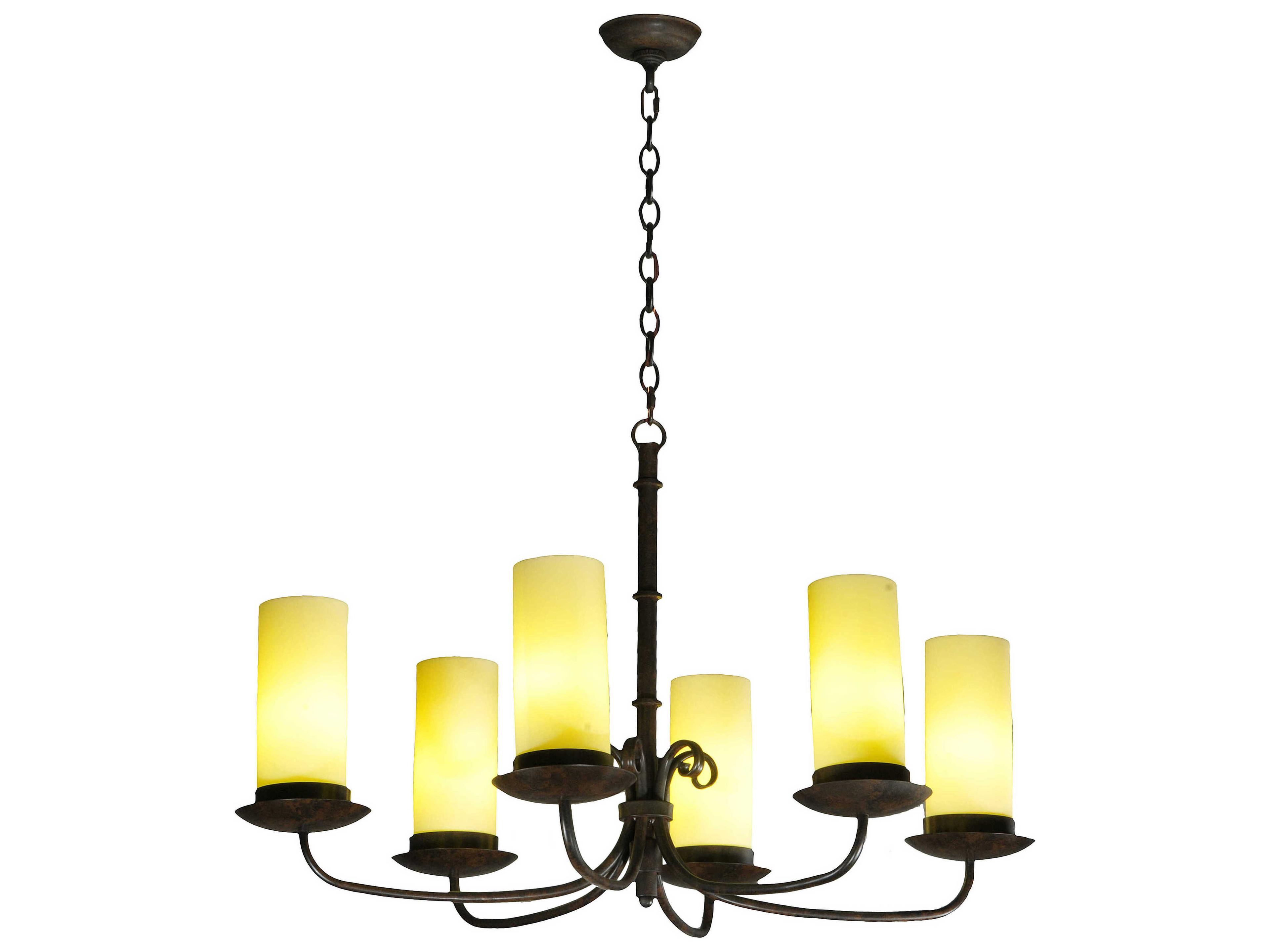 6-Light Brown Cylinder Chandelier