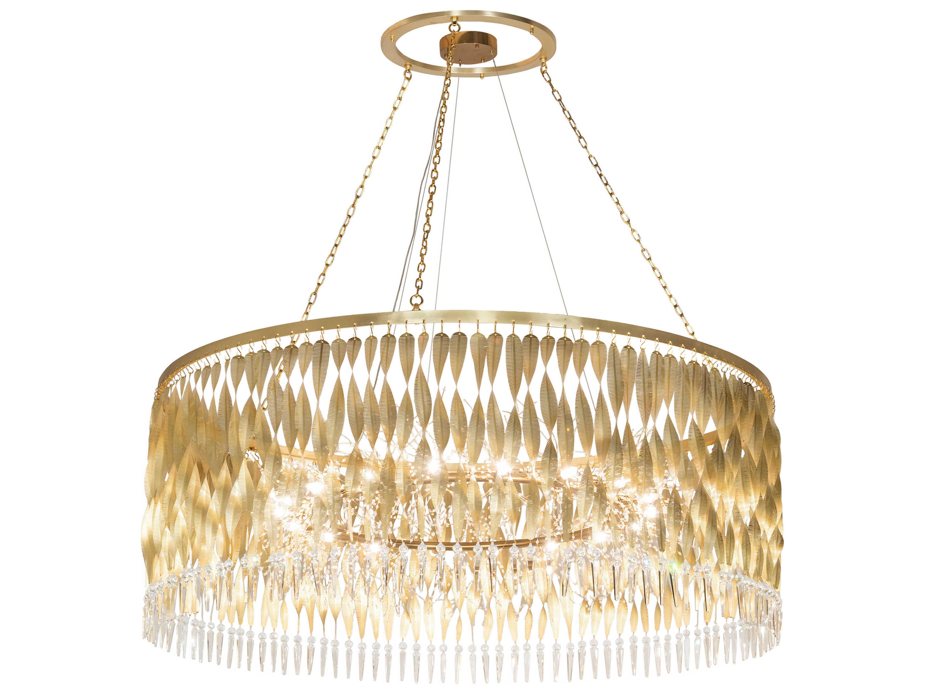 18-Light8-Light Satin Brass Crystal Chandelier