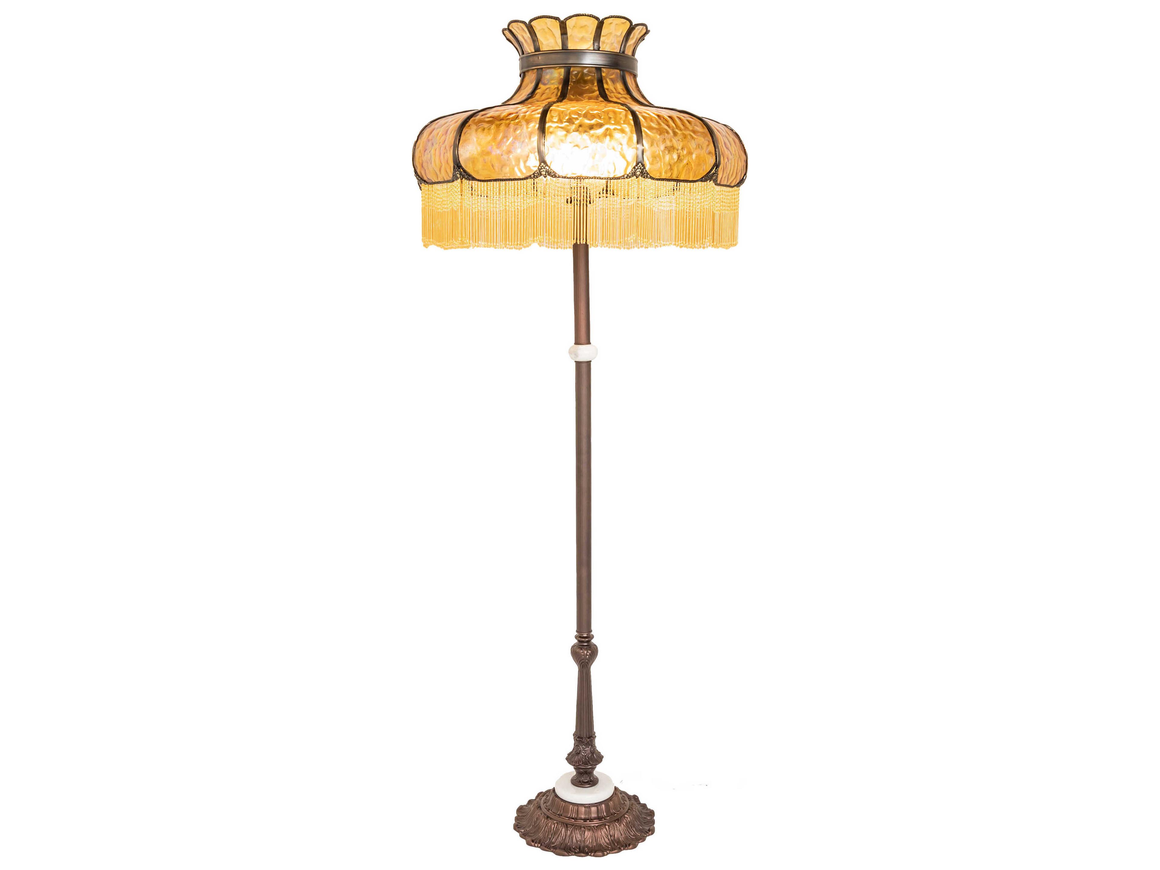 Meyda Frederick Mahogany Bronze Glass Tiffany Floor Lamp