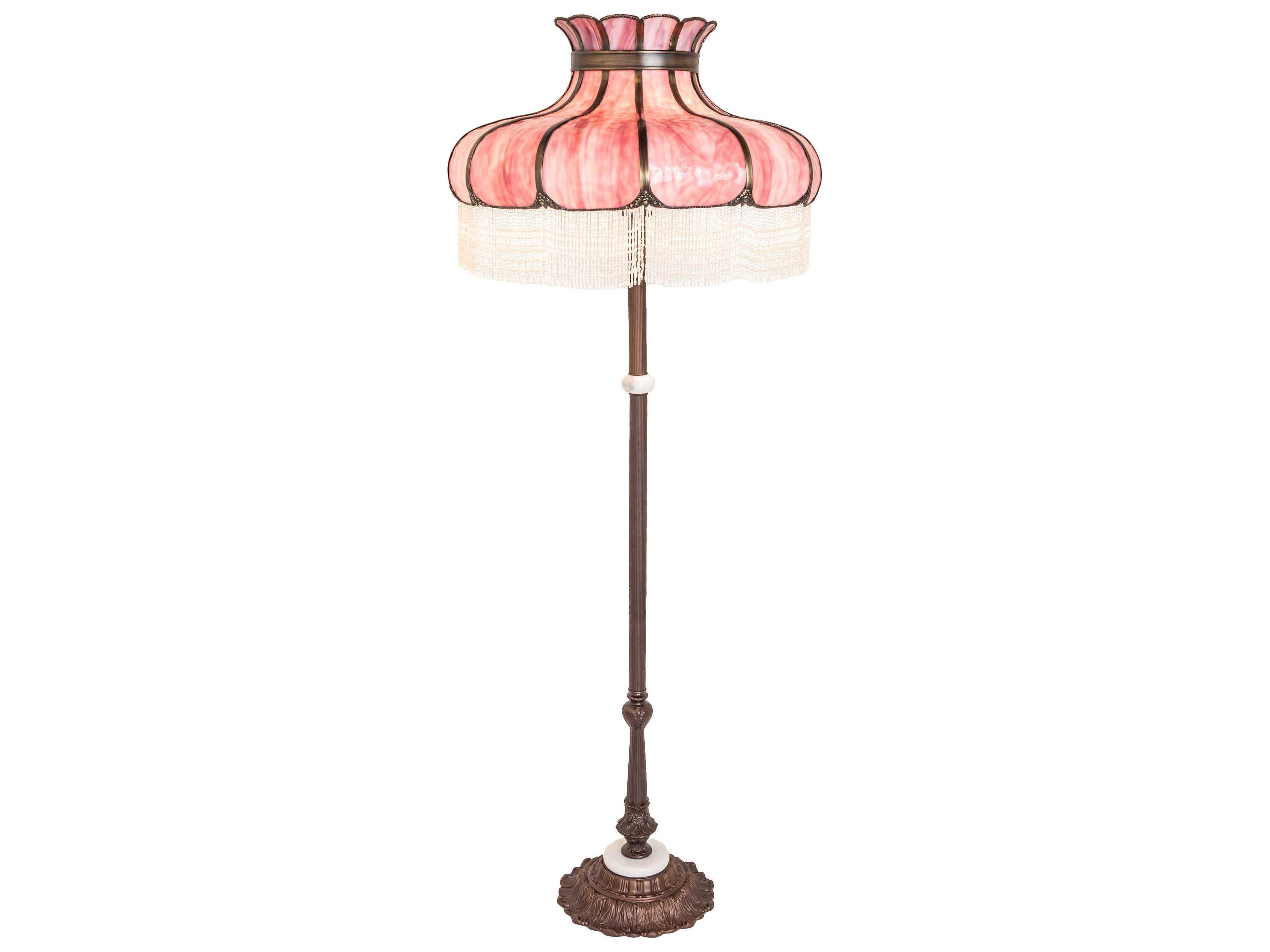 Frederick Antique Mahogany Bronze Glass Tiffany Floor Lamp