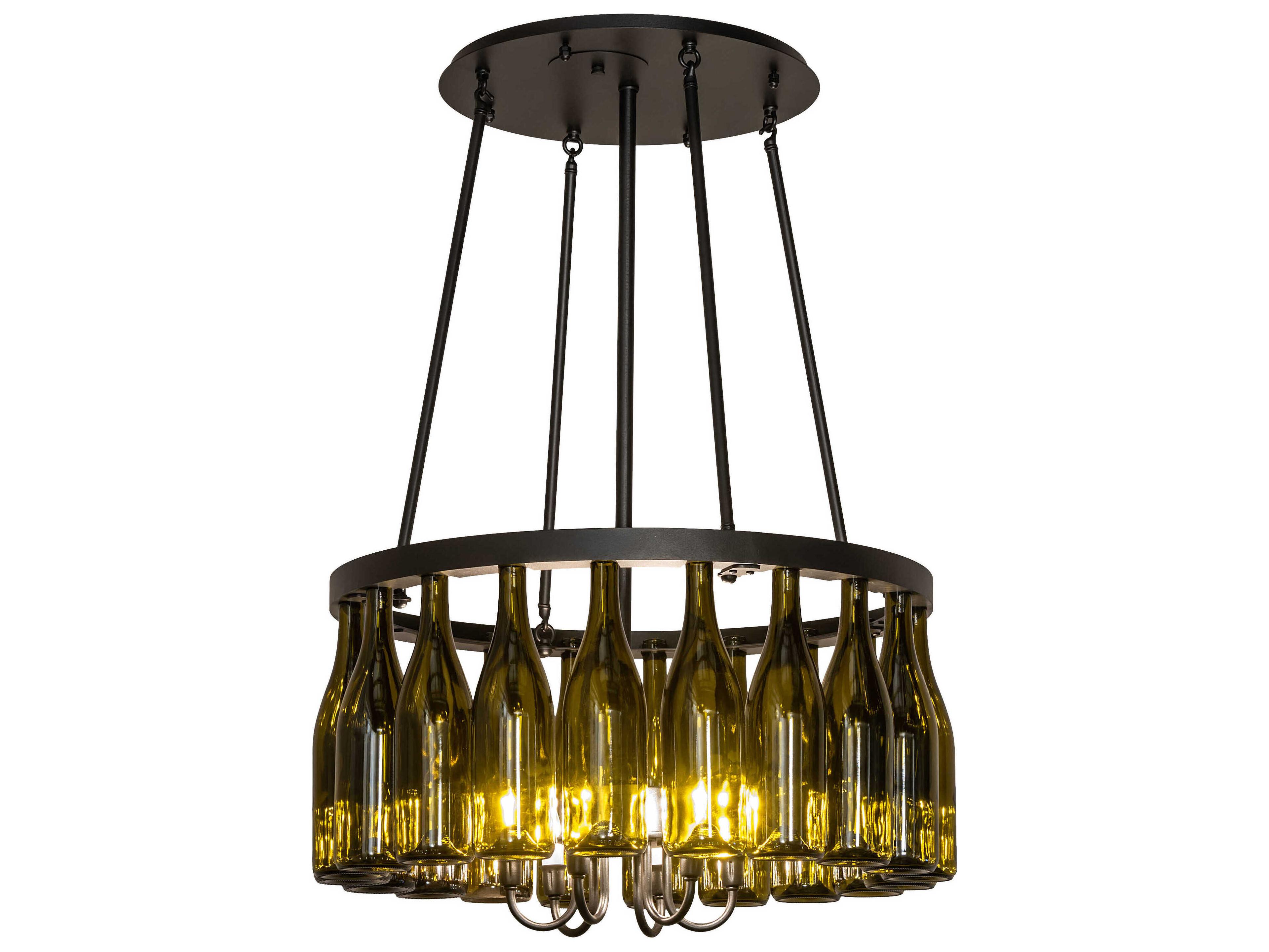 Tuscan Vineyard 6-Light Black Glass Semi Flush Mount