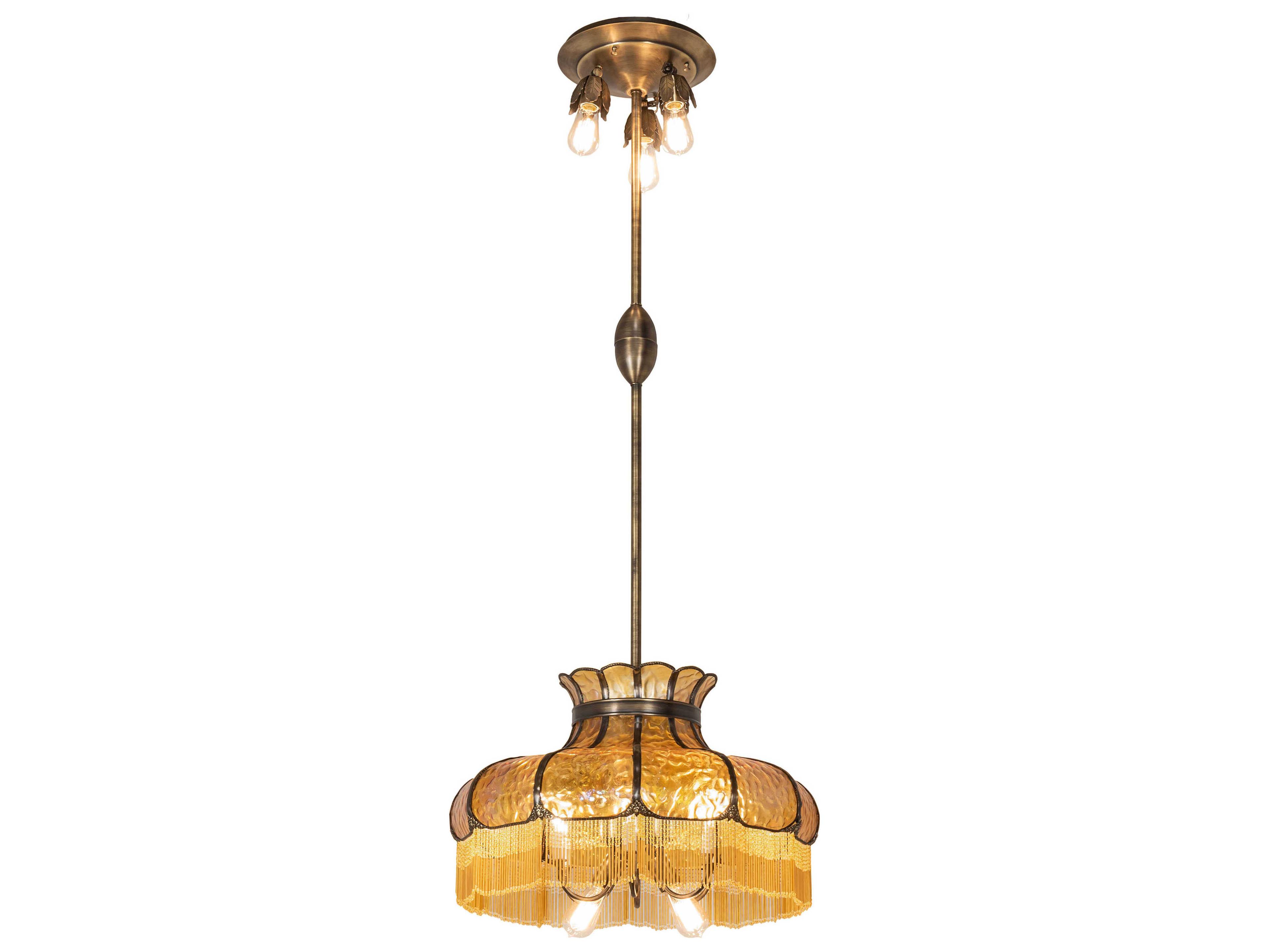 5 6-Light Antique Mahogany Bronze Glass Chandelier