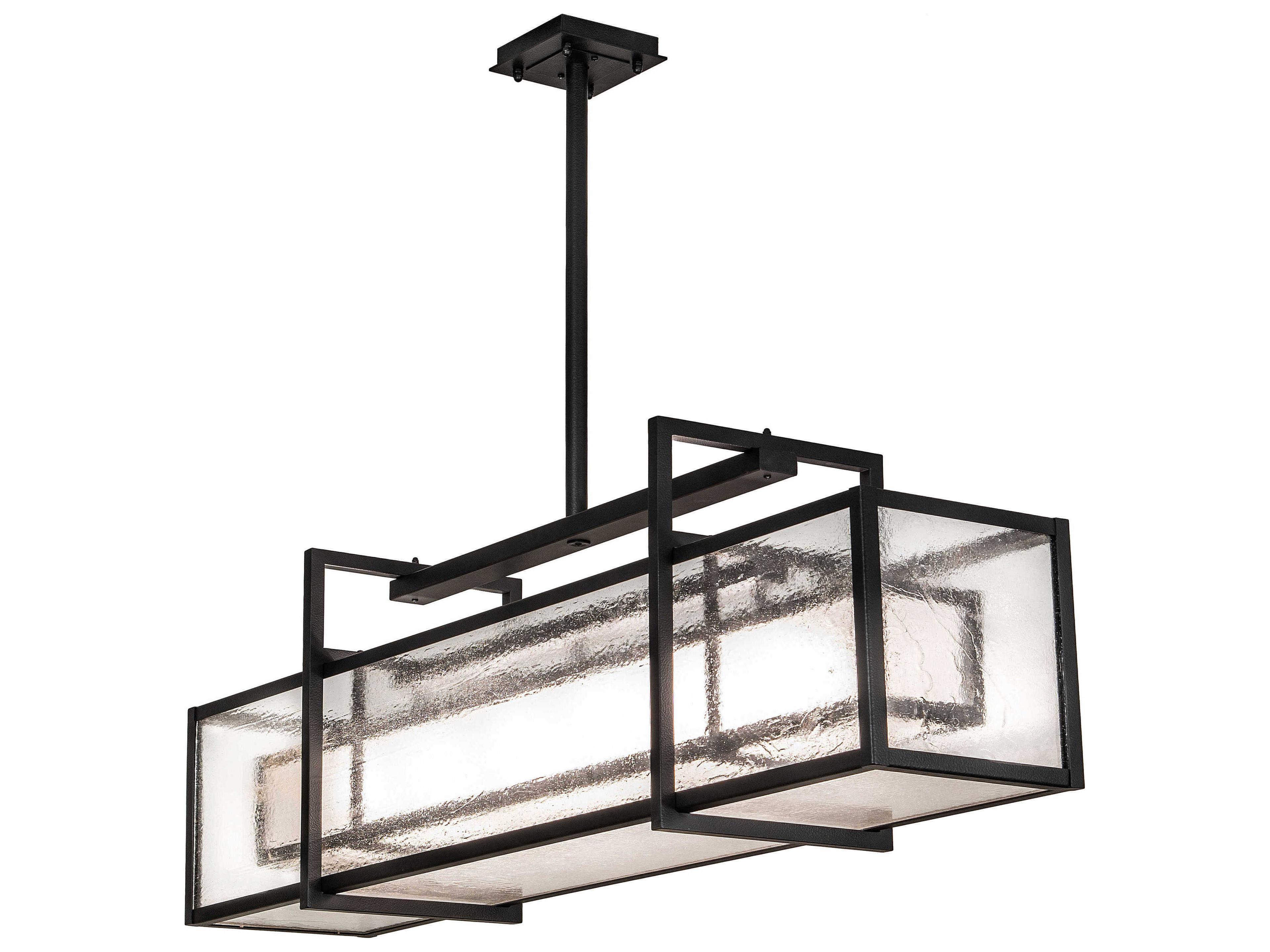 Nelson 6-Light Wrought Iron Black Glass Island Pendant