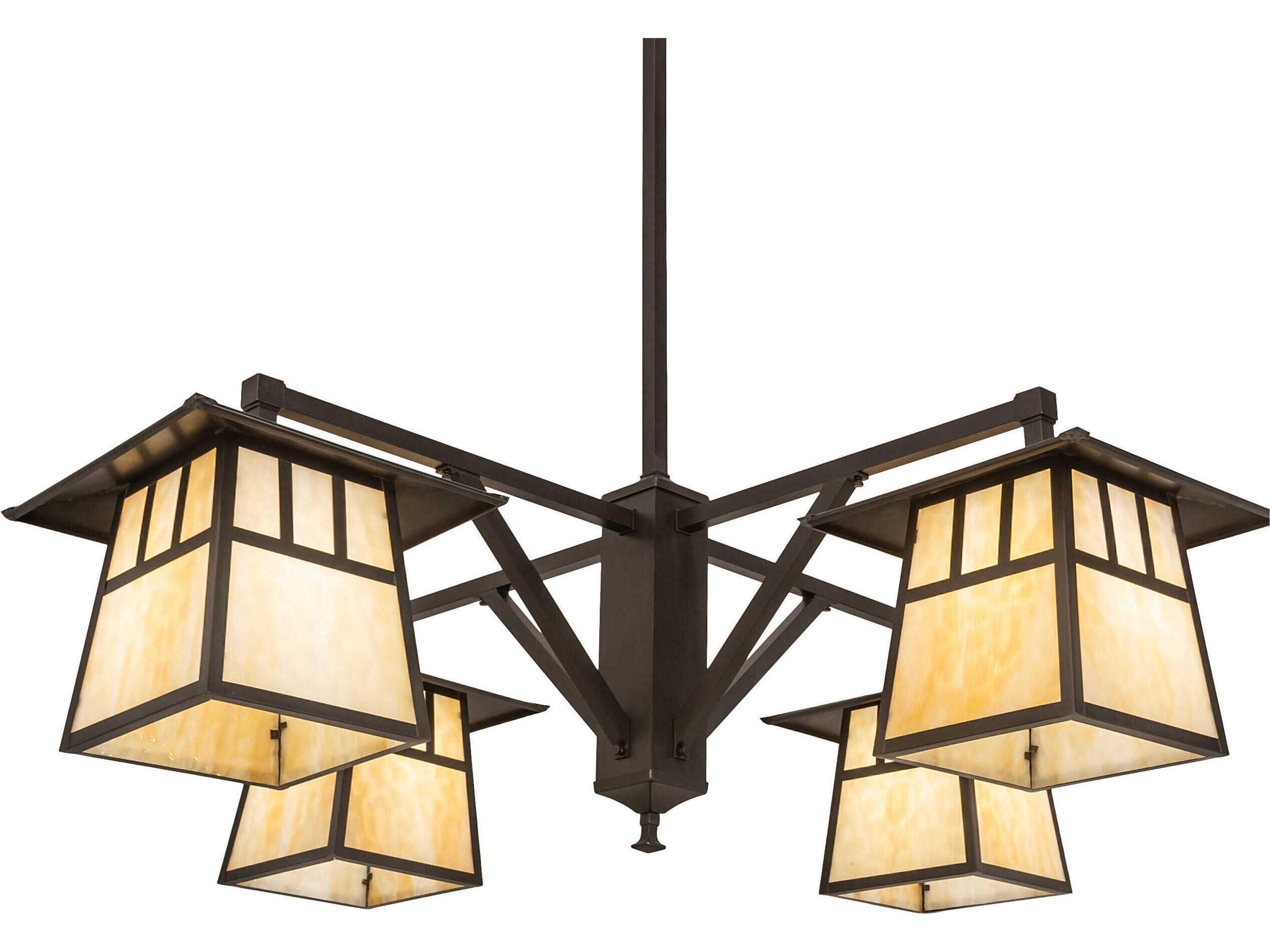Stillwater 4-Light Craftsman Brown Glass Lantern Chandelier