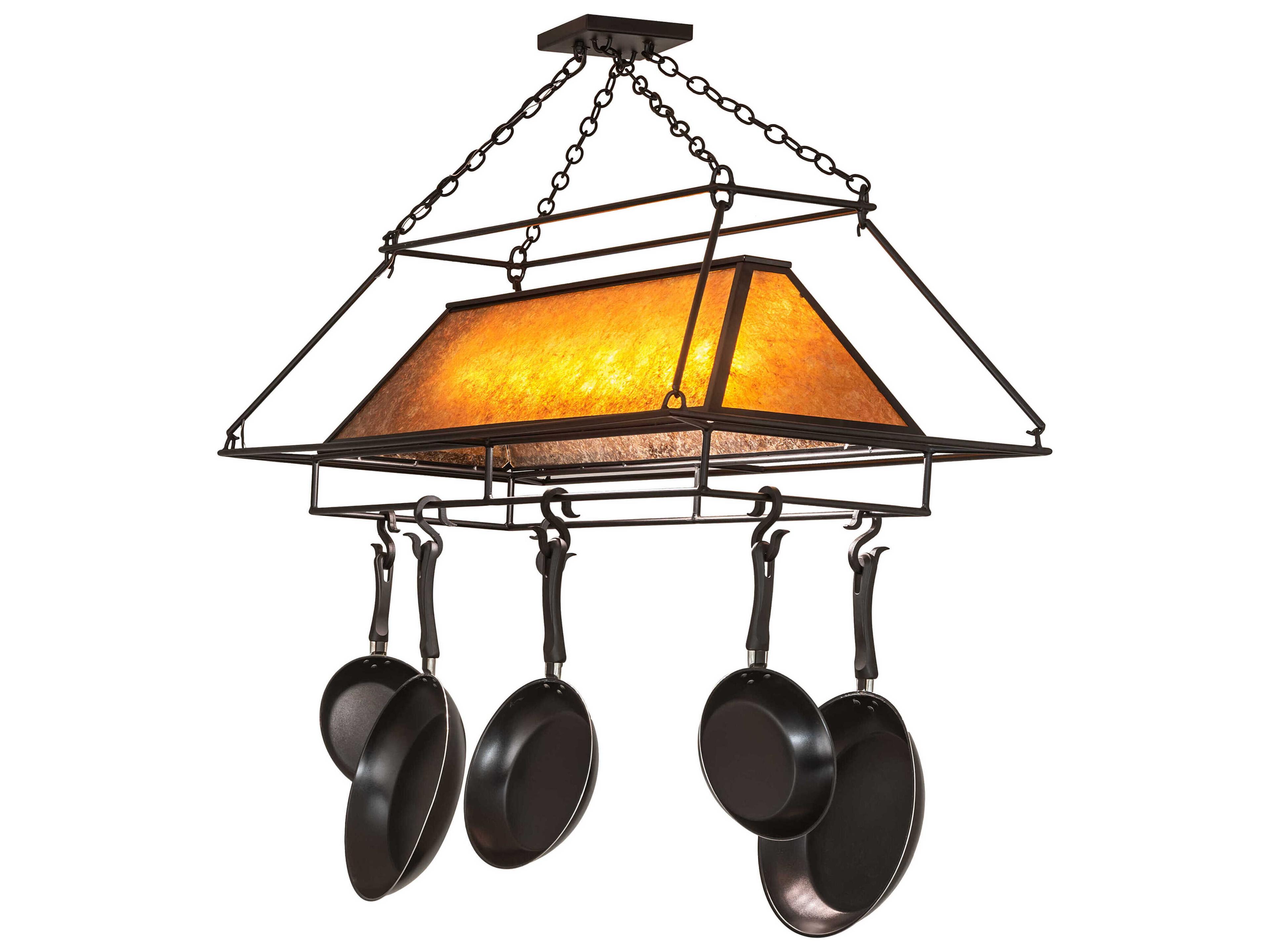 6-Light Black Glass Island Pendant