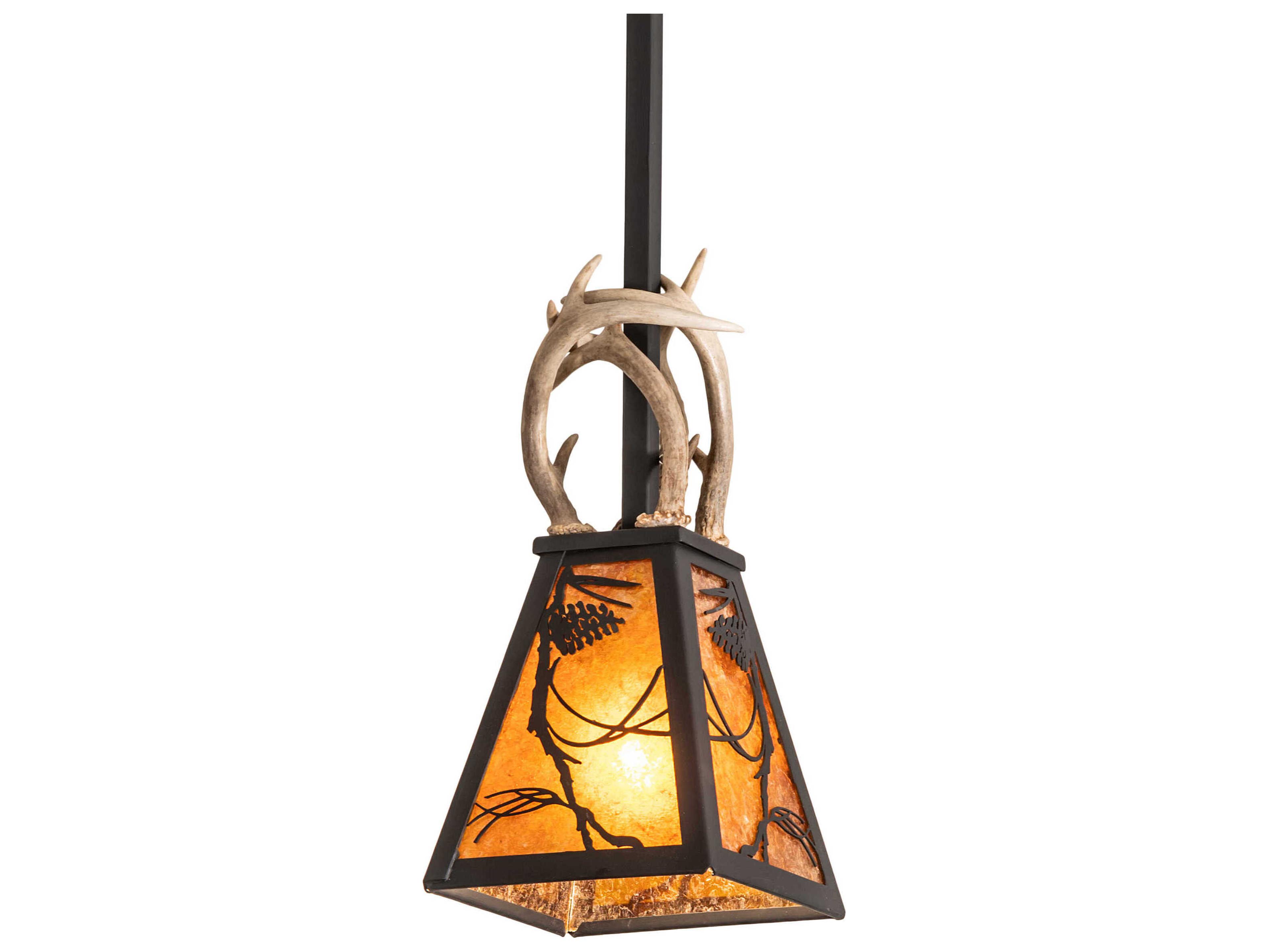 Whispering Pines 8- 1-Light Black Glass Empire Mini Pendant