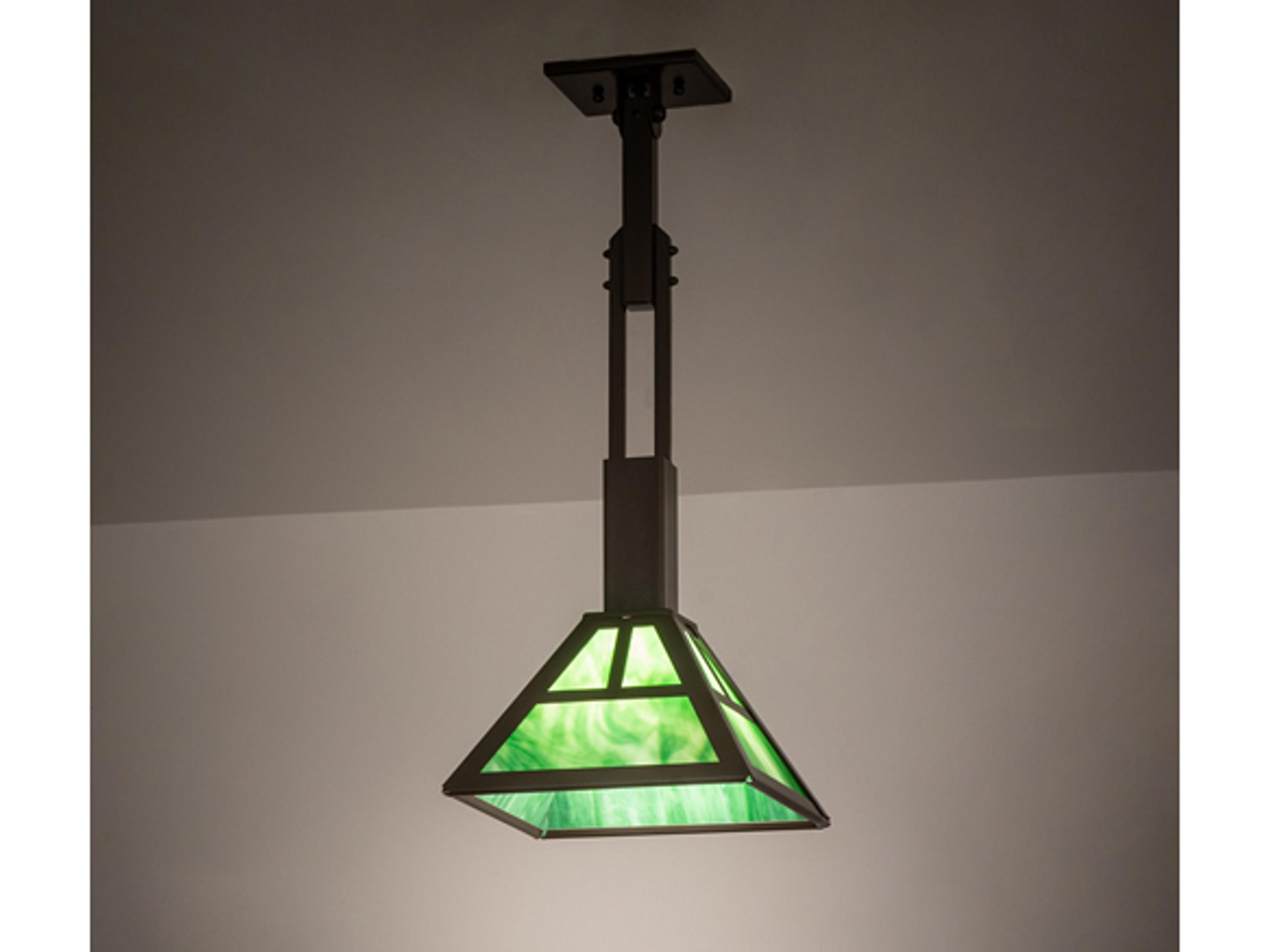 1-Light Timeless Bronze Green Glass Empire Pendant