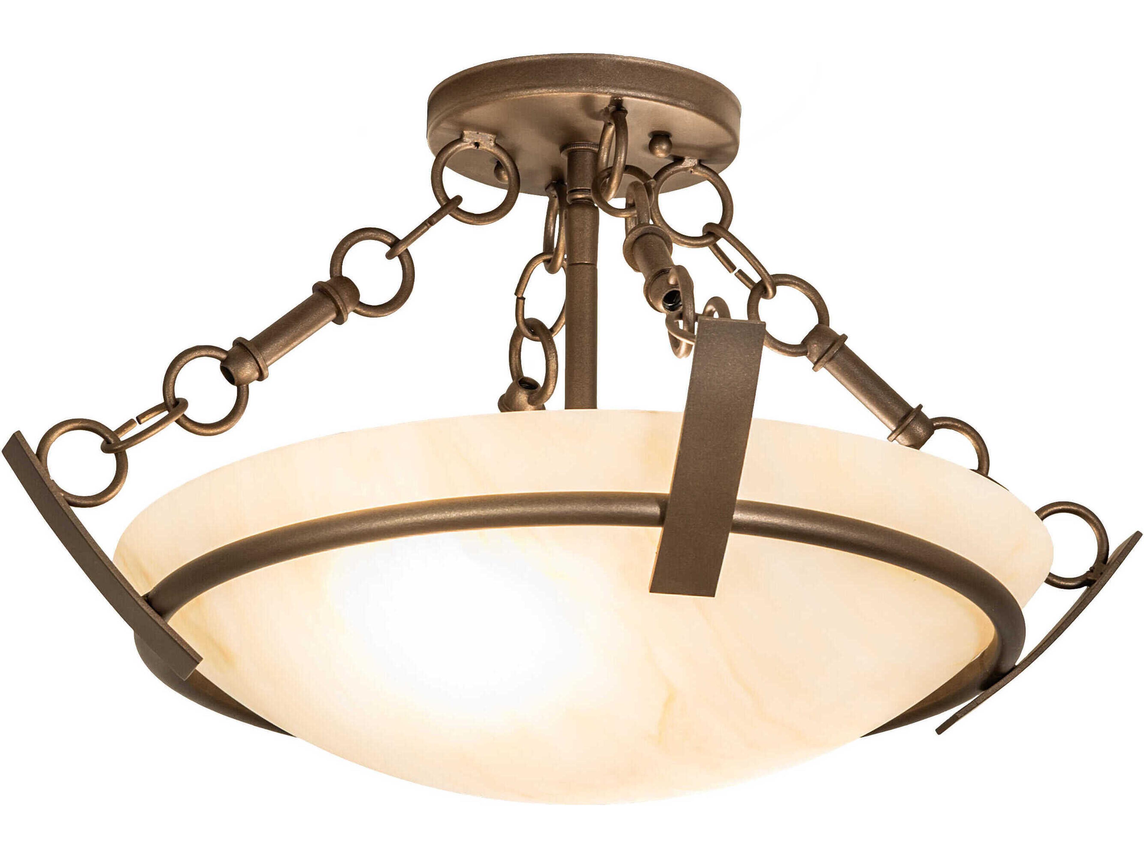 Covina 2-Light Bronze Glass Bowl Semi Flush Mount