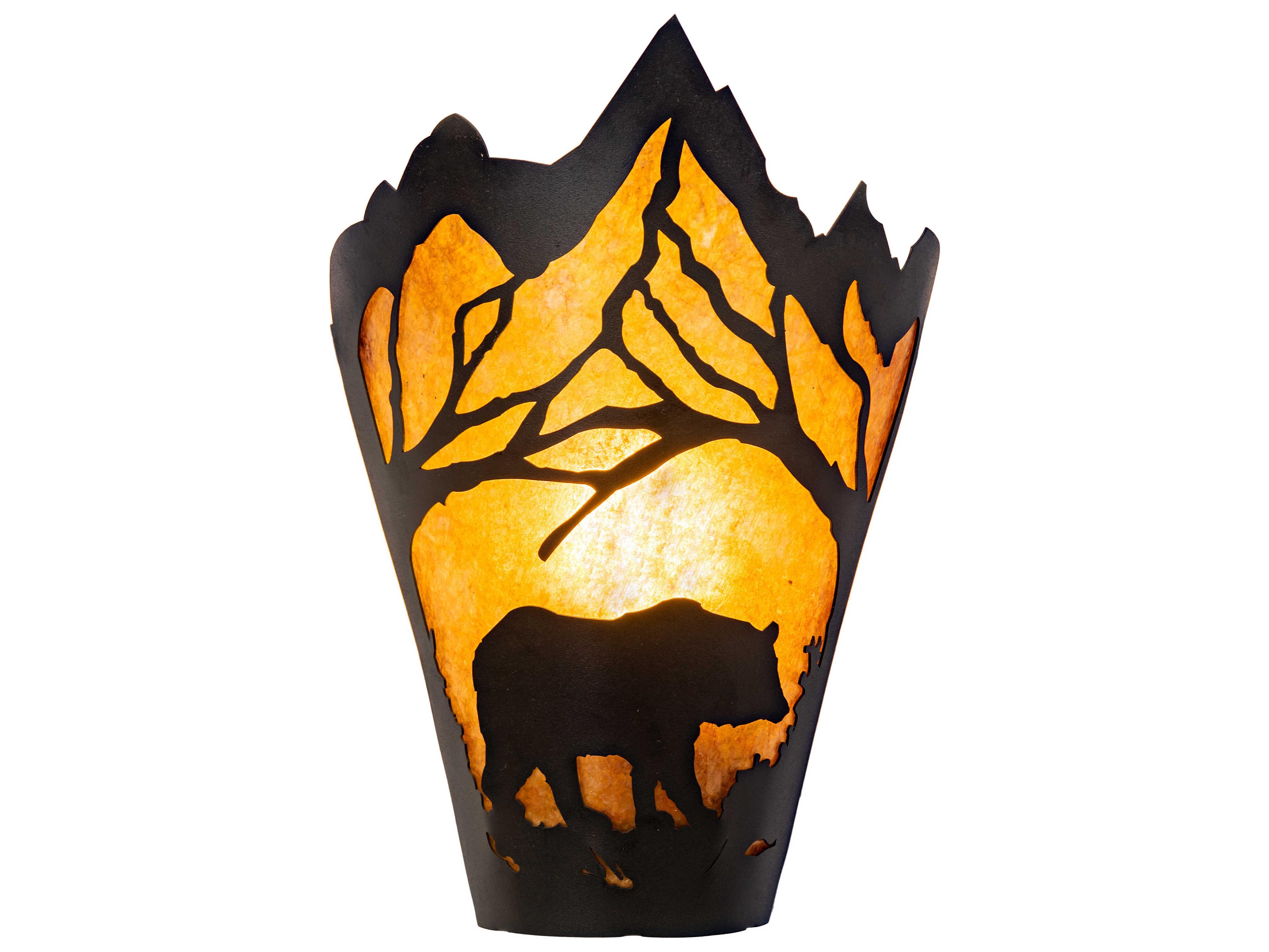Bear At Dawn 1-Light Black Glass Wall Sconce