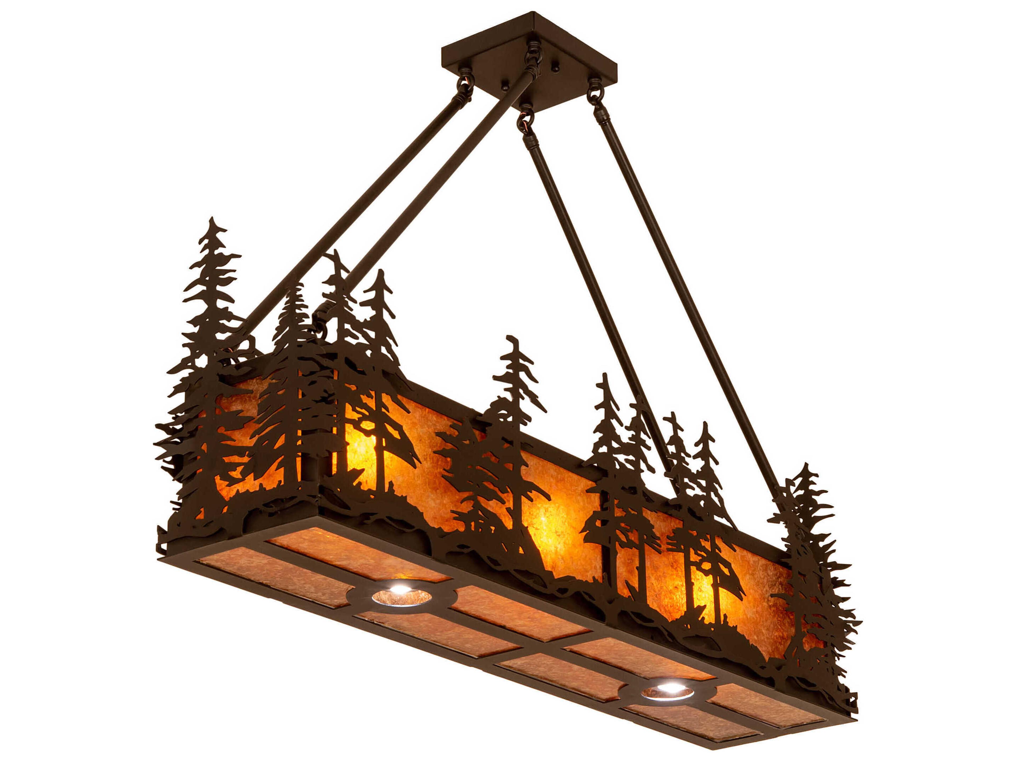 Tall Pines 3 2-Light Black Glass Geometric Island Pendant