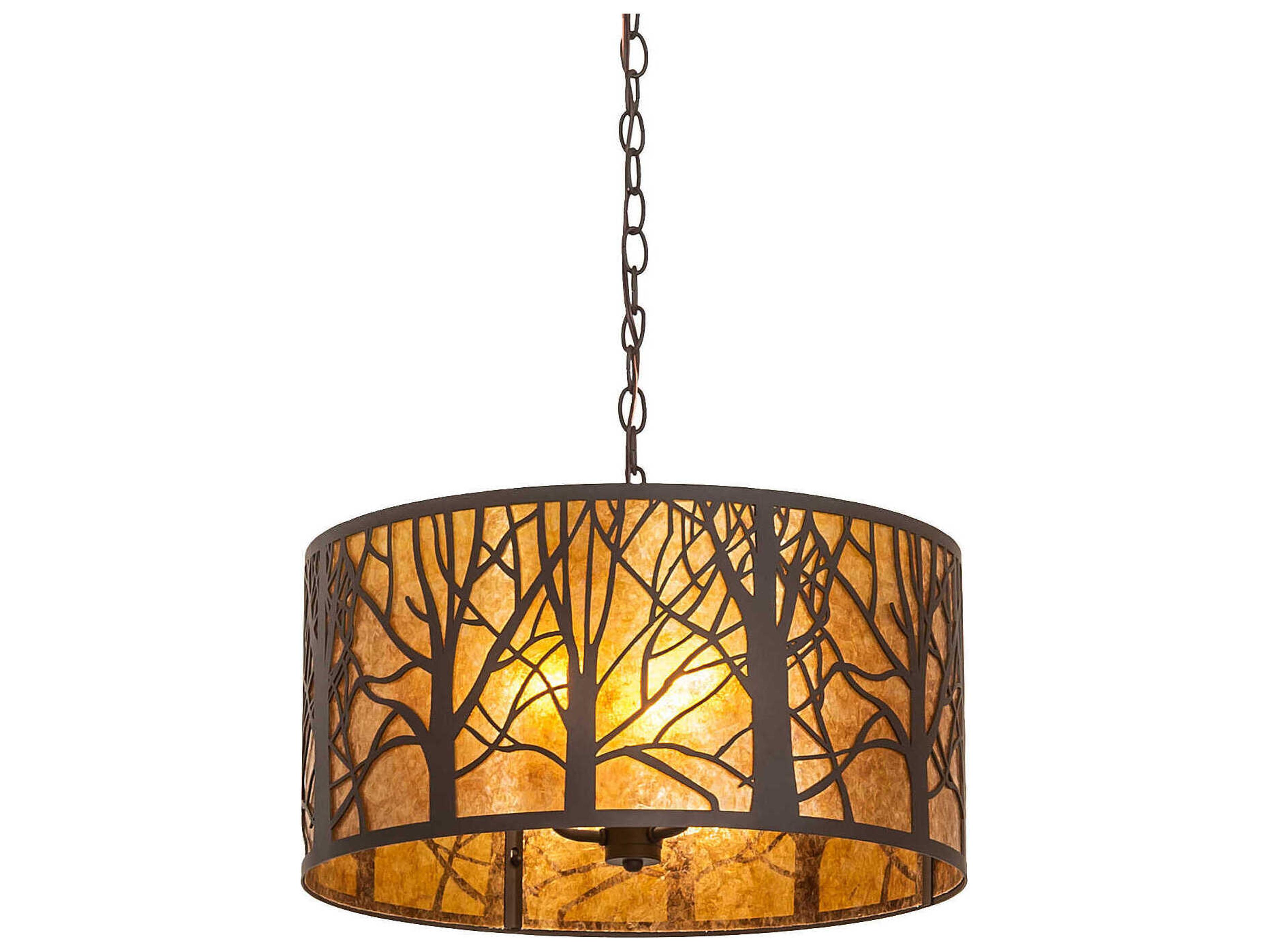 Meyda 3-Light Oil Rubbed Bronze Drum Pendant