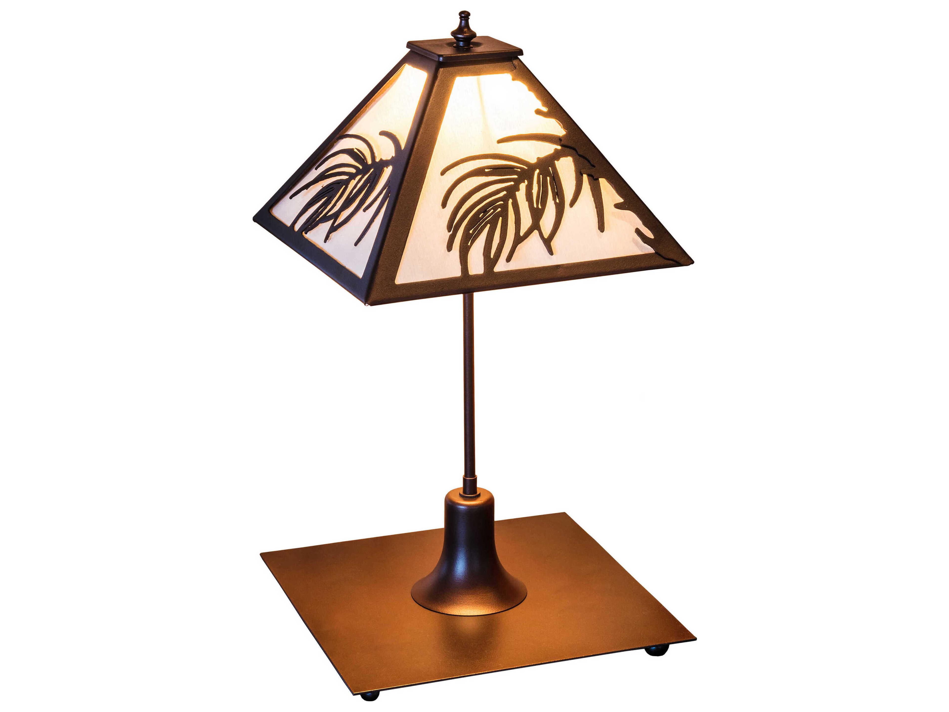 Pine Needle Mahogany Bronze Glass Table Lamp