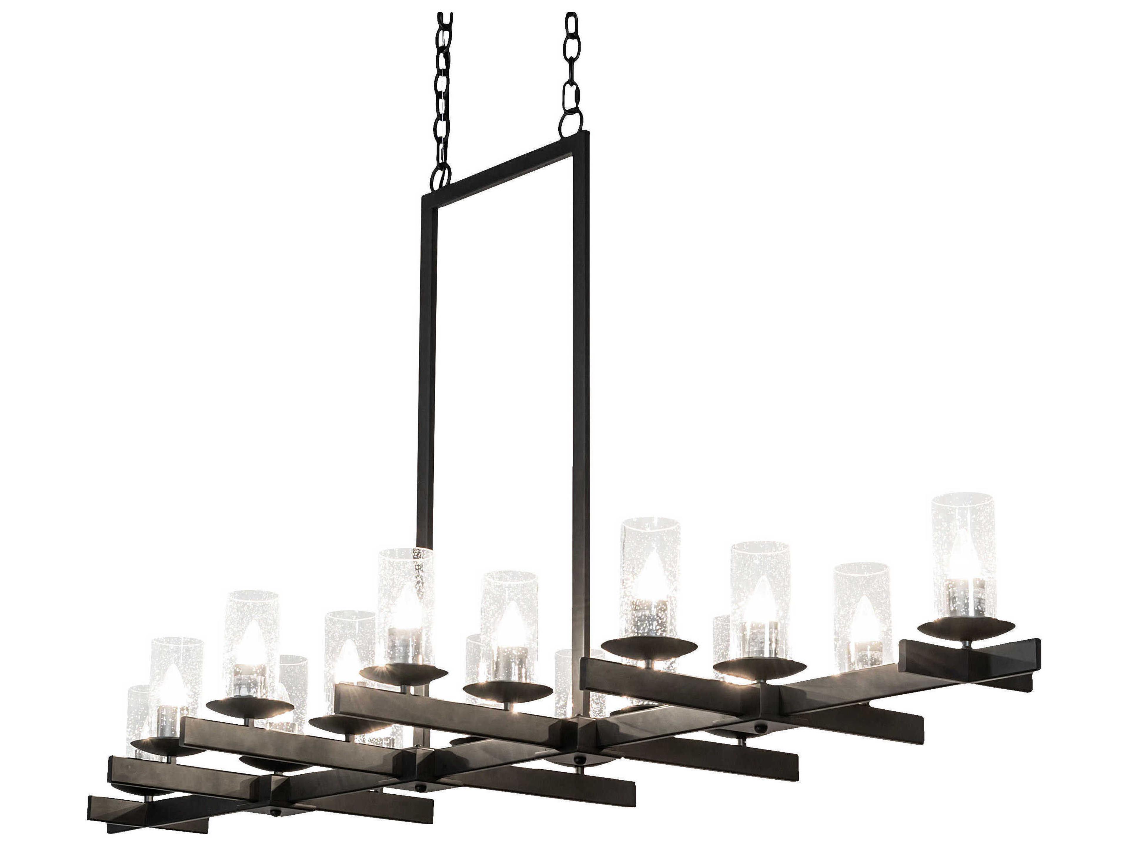 Dante 16-Light6-Light Black Glass Cylinder Island Pendant