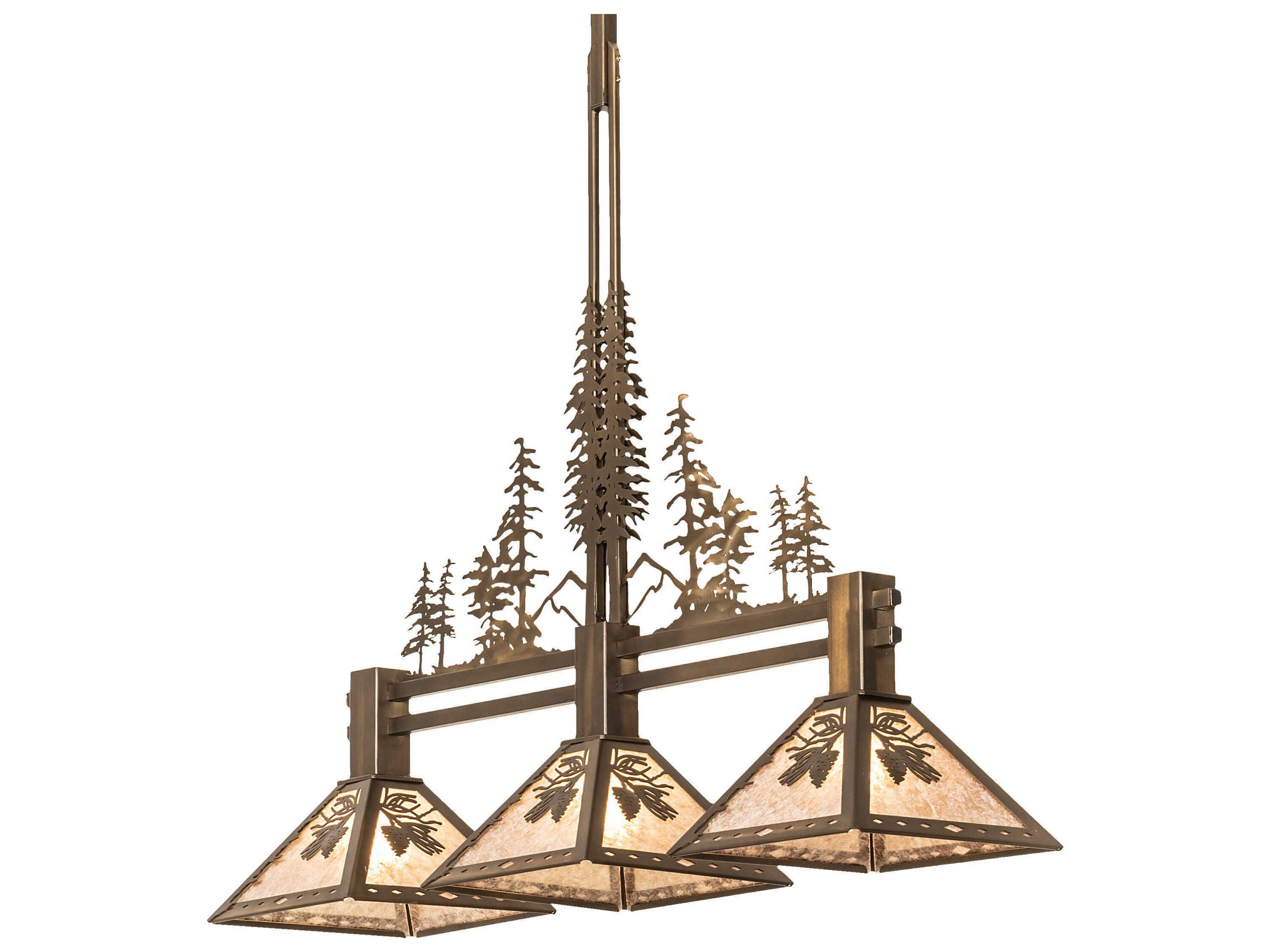 3-Light Antique Copper Empire Island Pendant