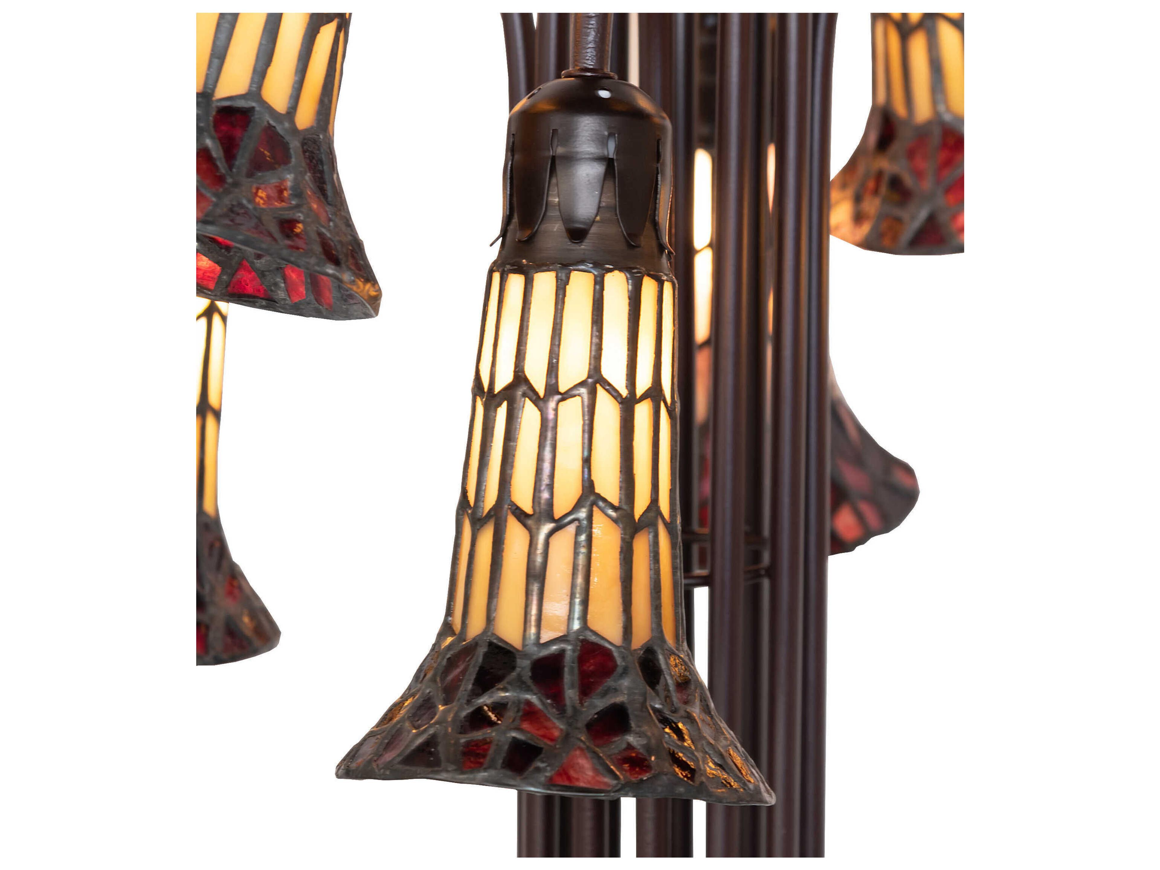 Meyda Stained Glass Pond Lily Mahogany Bronze Floor Lamp