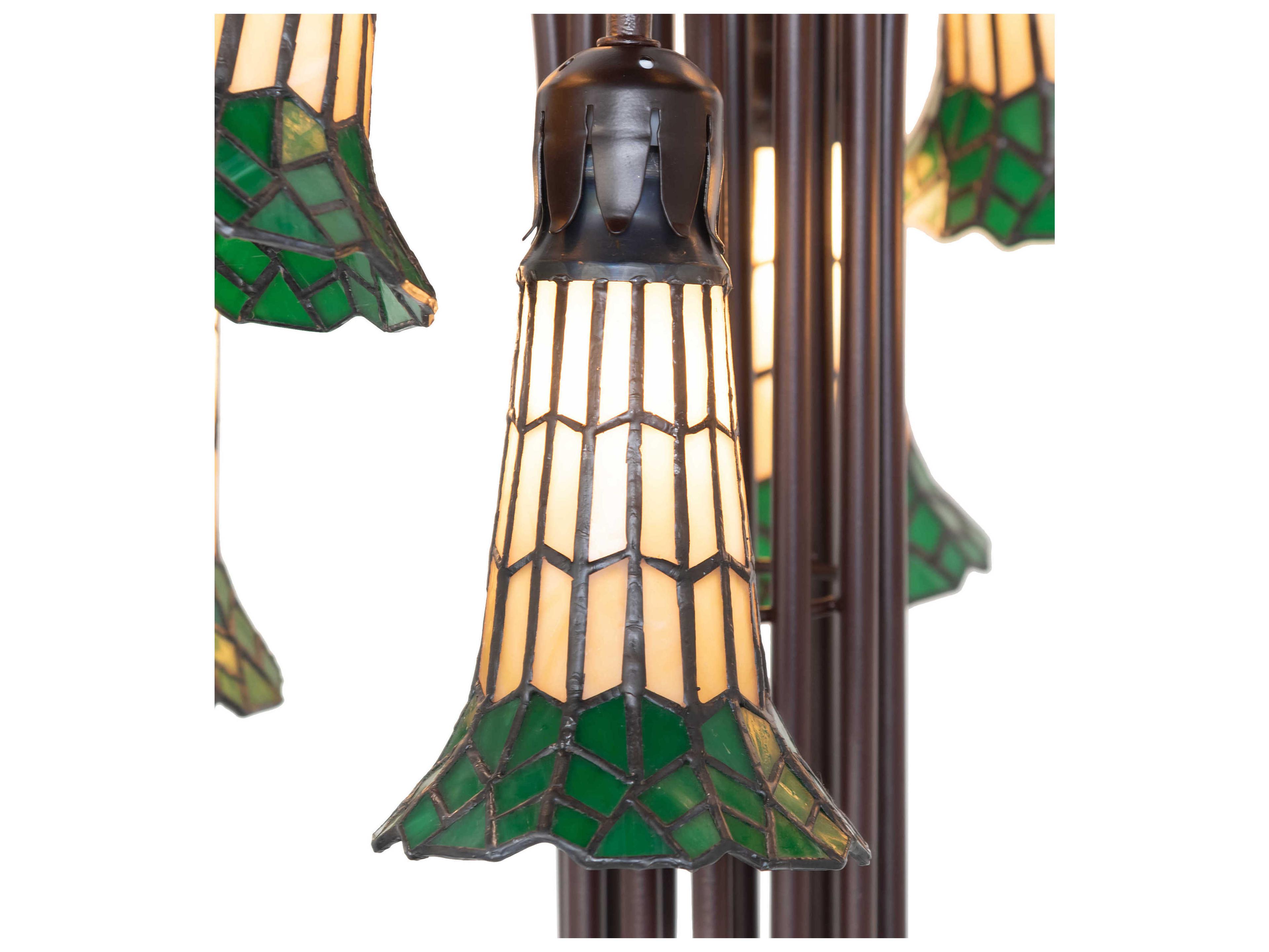 Meyda Pond Lily Mahogany Bronze Floor Lamp