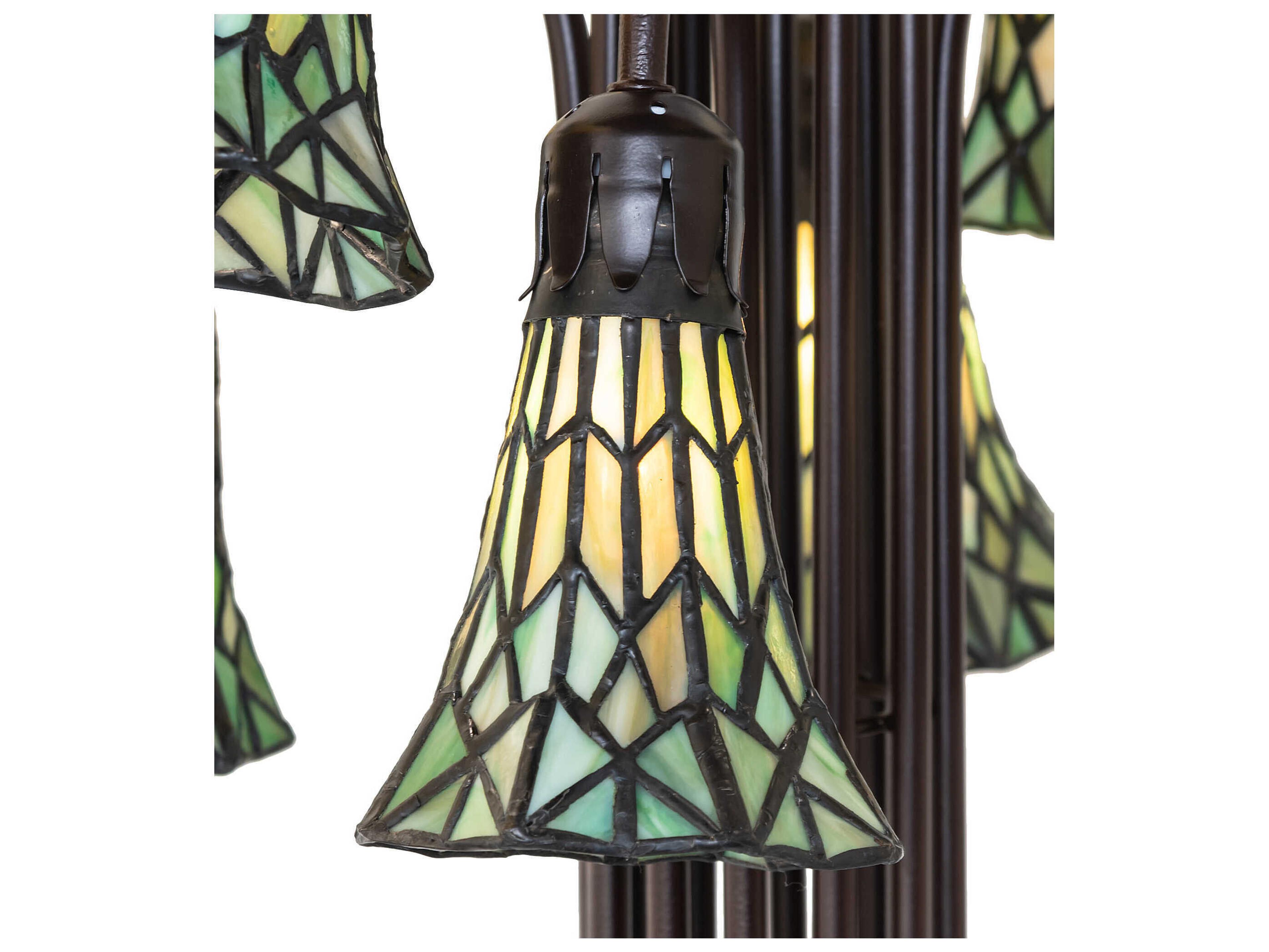 Meyda Stained Glass Pond Lily Mahogany Bronze Floor Lamp