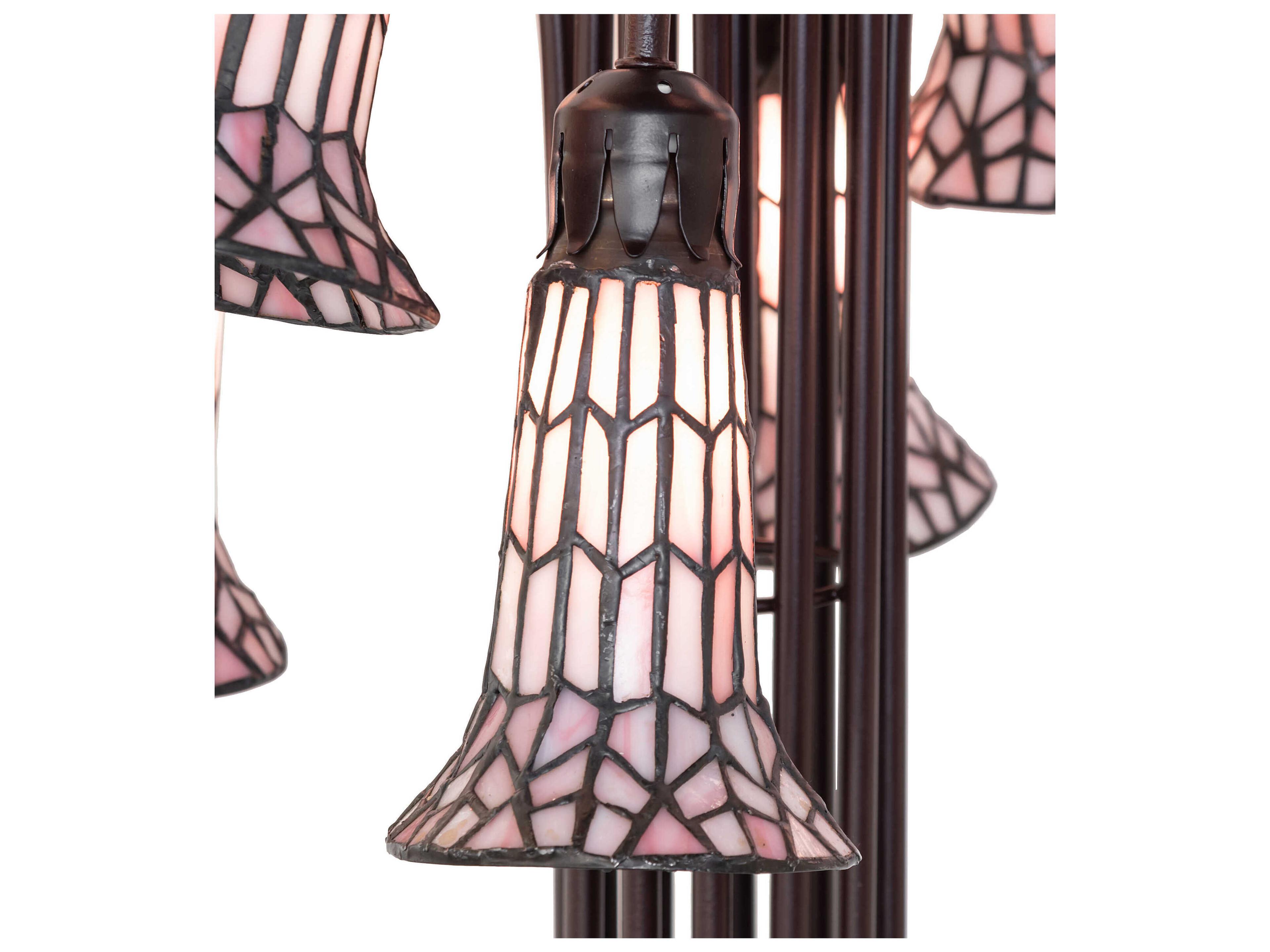 Meyda Stained Glass Pond Lily Mahogany Bronze Floor Lamp