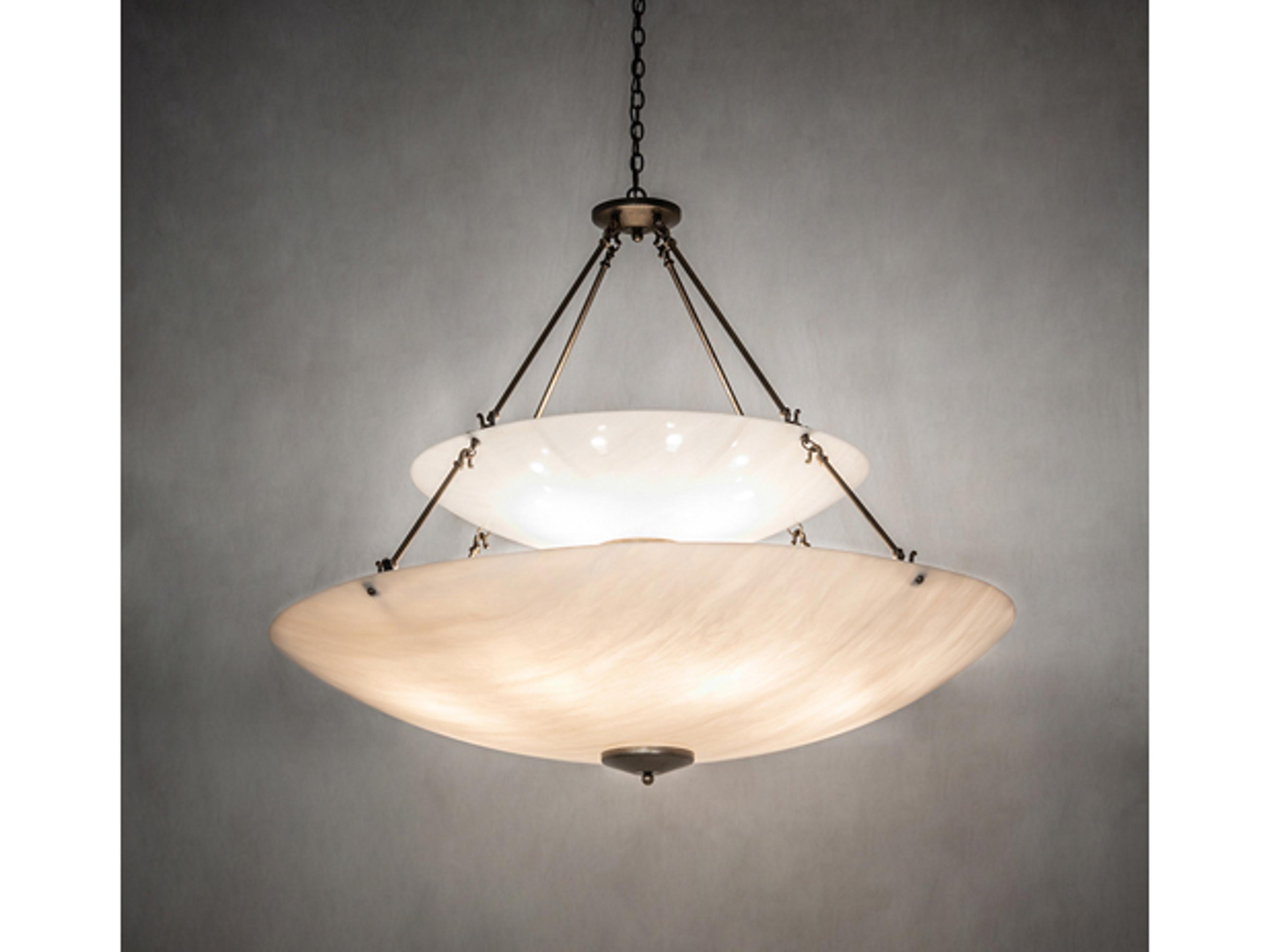 Cypola 12-Light Beige Gold White Glass Bowl Tiered Pendant