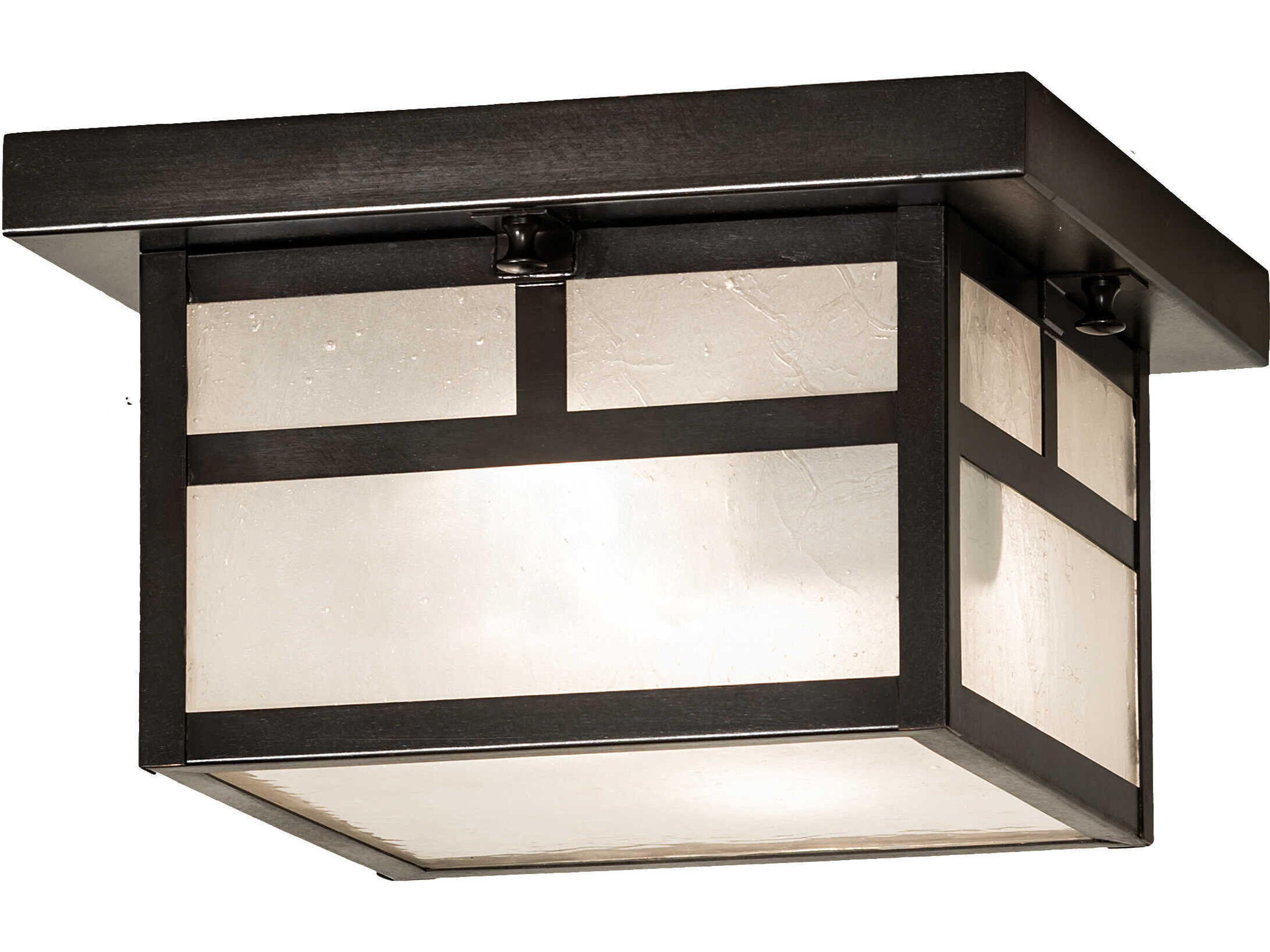 Hyde Park T Mission 2-Light Craftsman Brown Glass Flush Mount