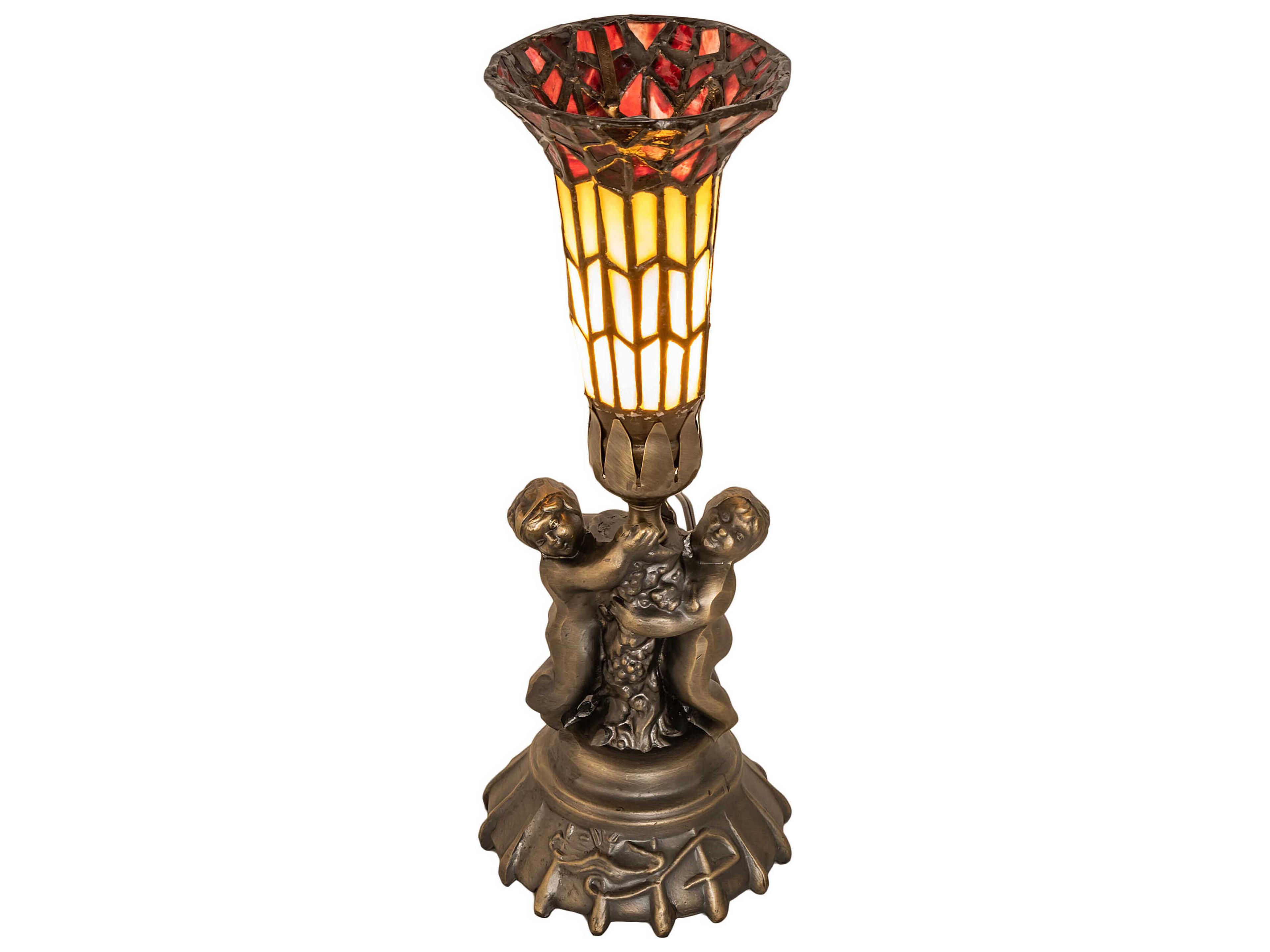 Pond Lily Antique Brass Glass Tiffany Table Lamp