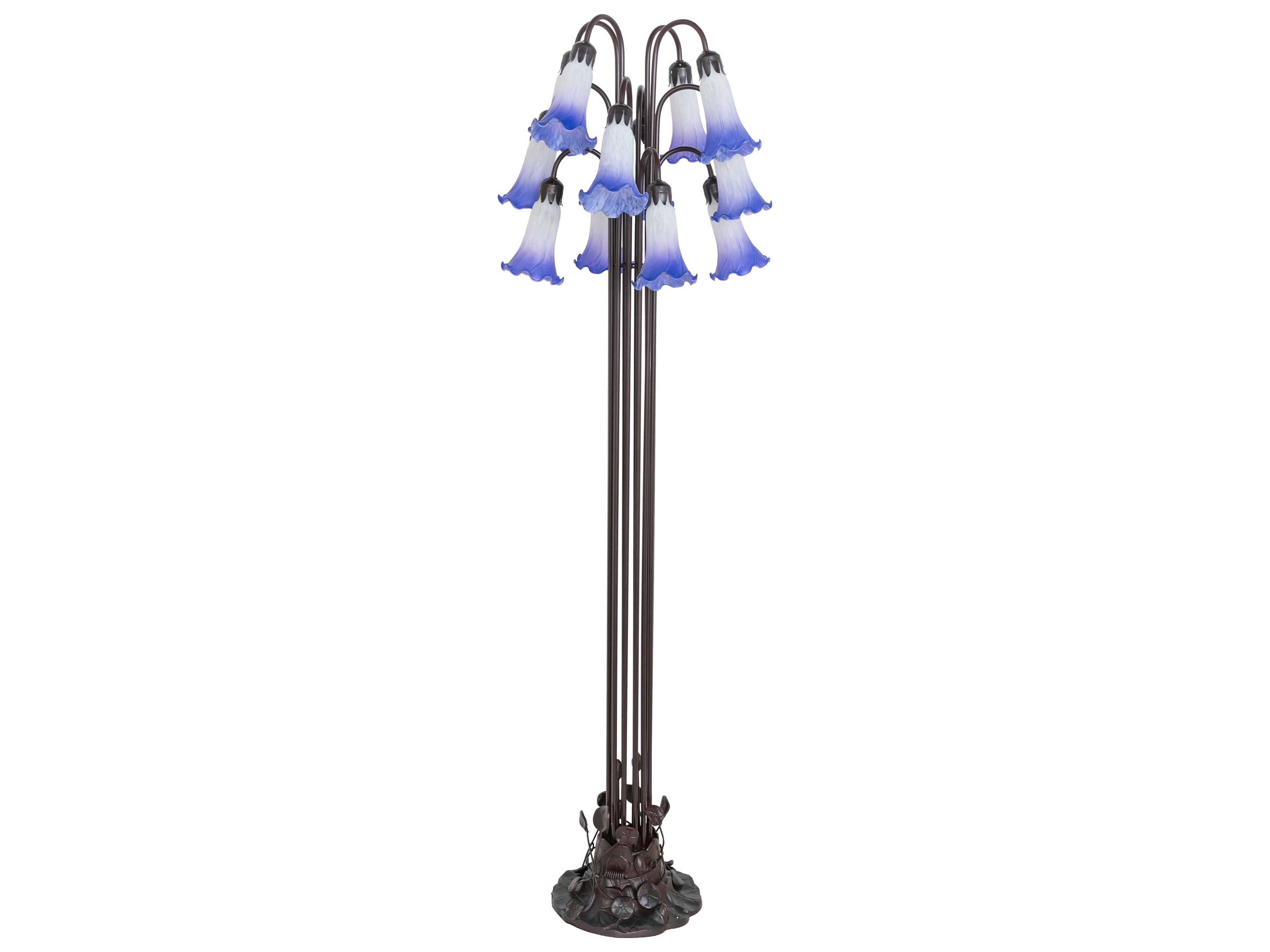 Meyda Pond Lily Mahogany Bronze Floor Lamp