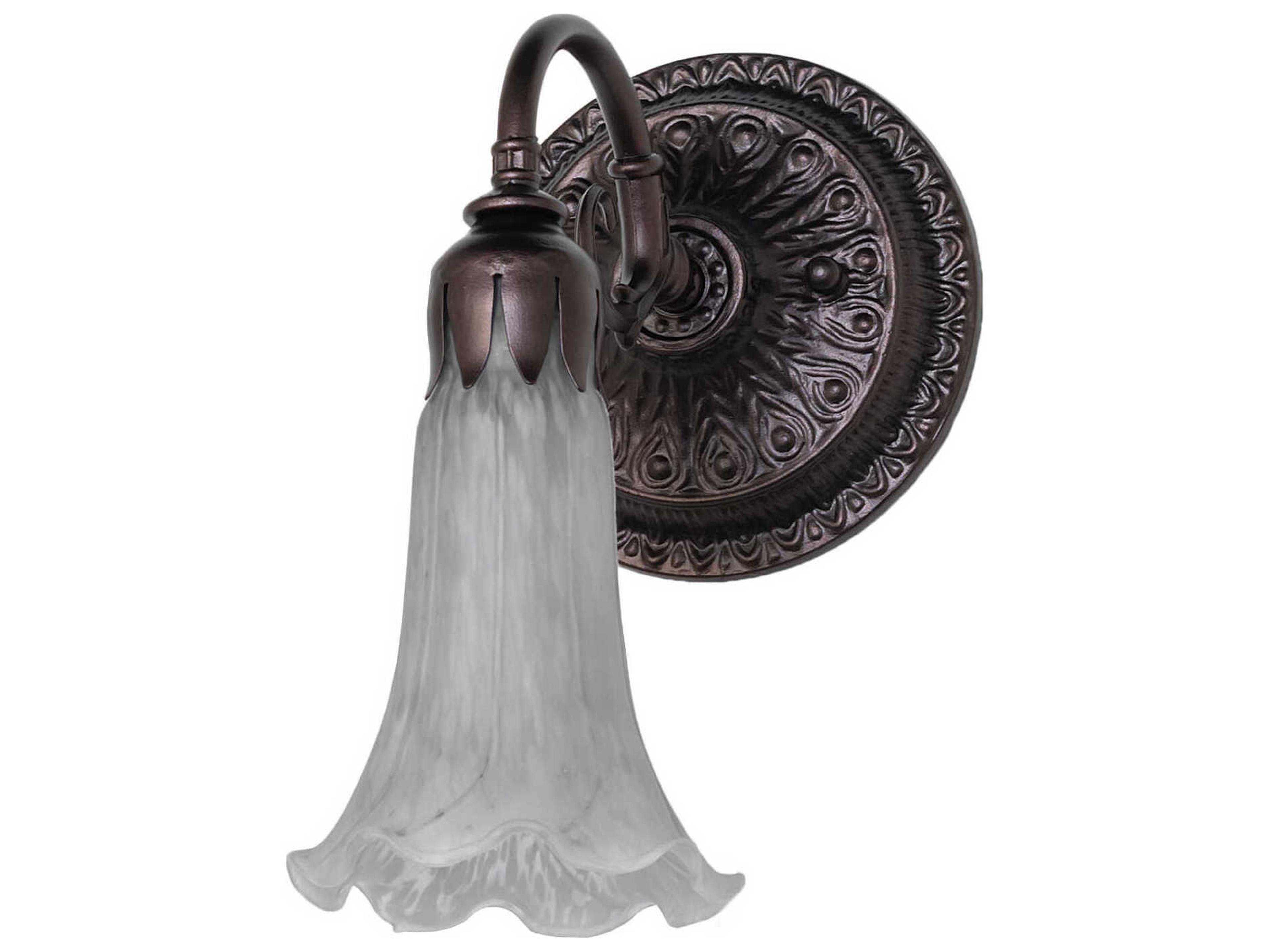 Meyda Pond Lily 1-Light Mahogany Bronze Glass Wall Sconce