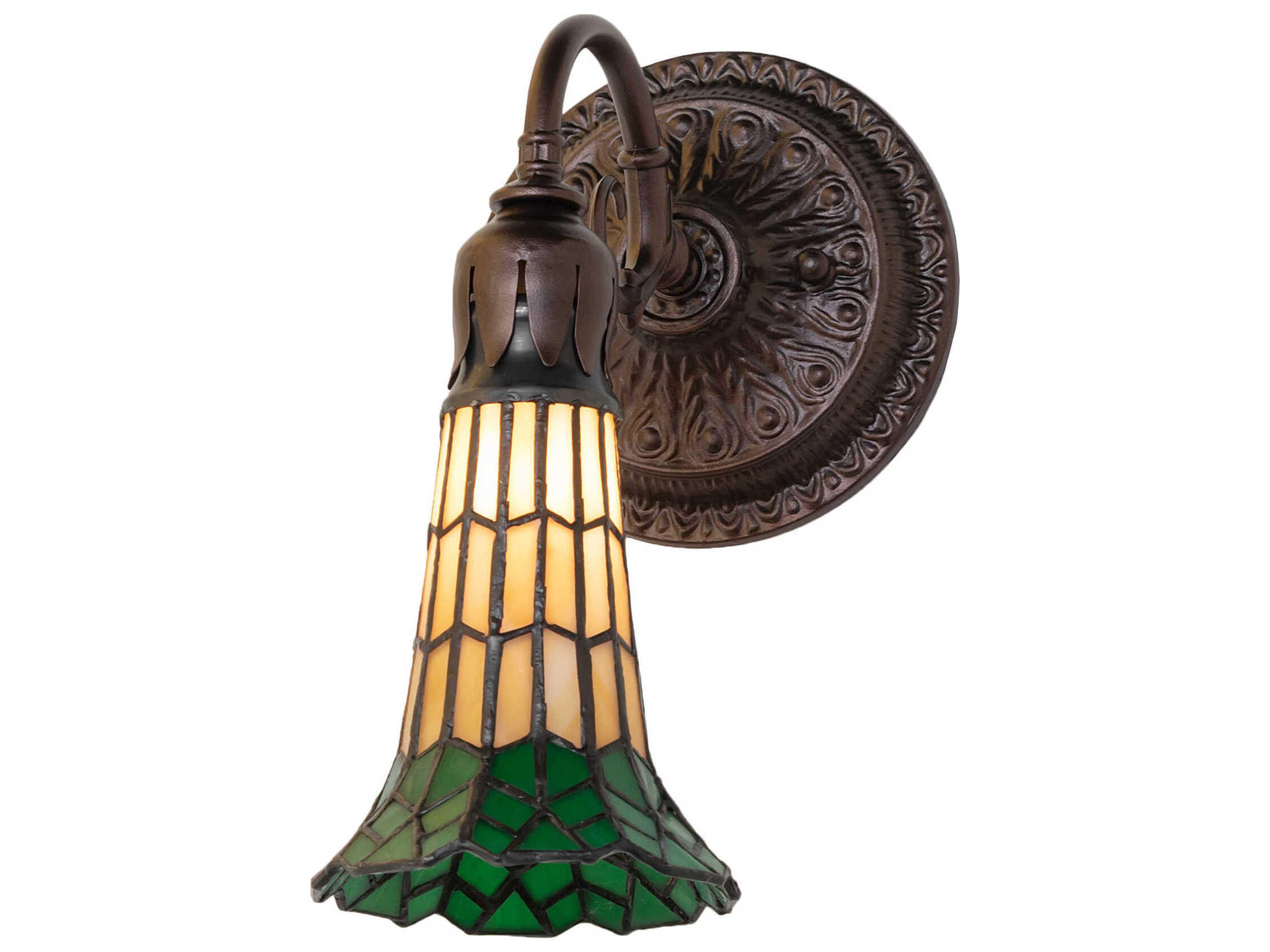 Stained Glass Pond Lily 1-Light Mahogany Bronze Tiffany Wall Sconce