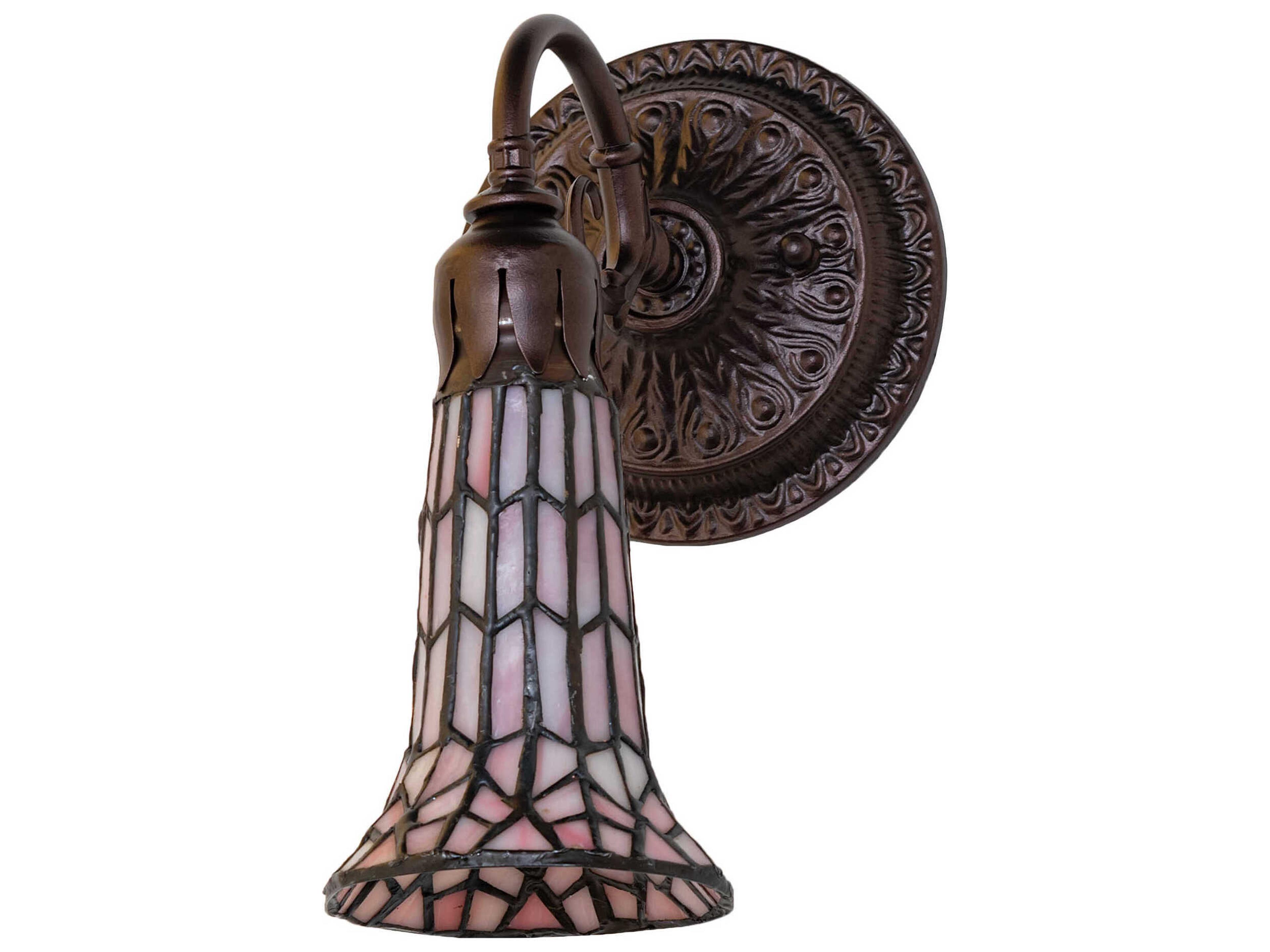 Meyda Stained Glass Pond Lily 1-Light Mahogany Bronze Tiffany Wall Sconce