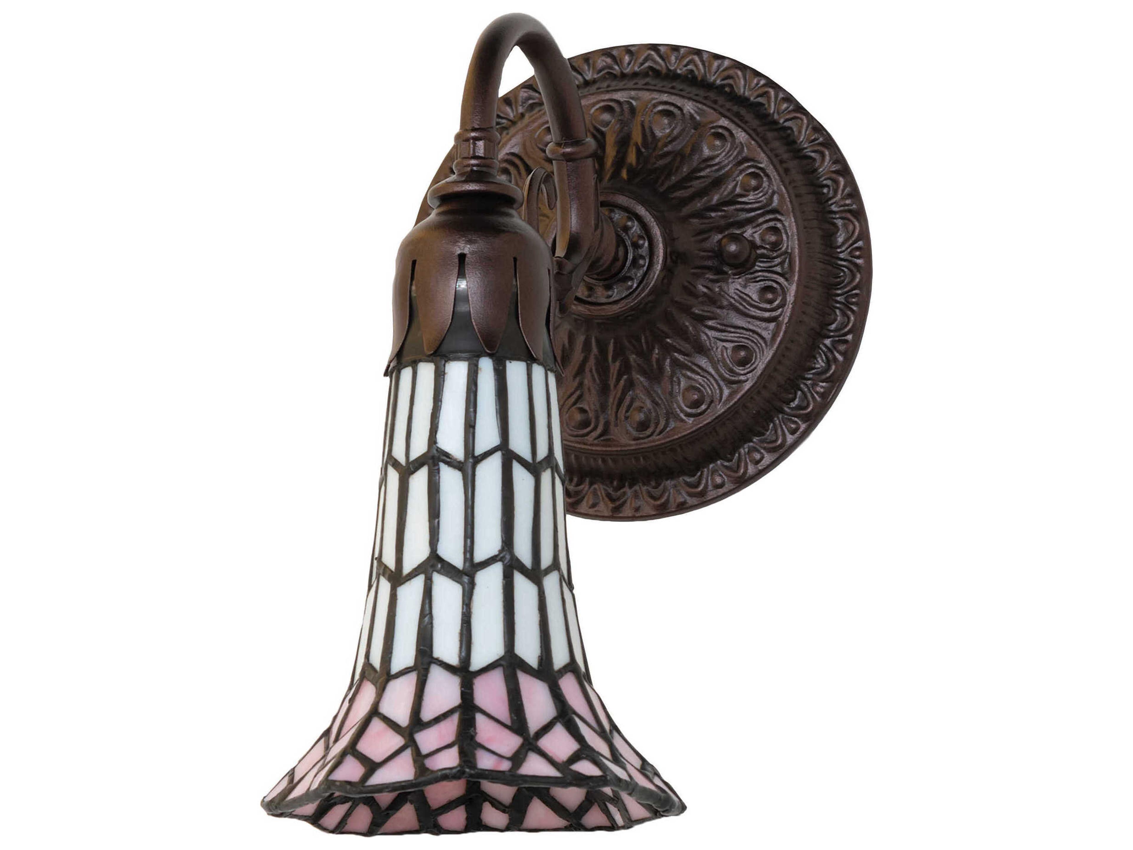 Meyda Stained Glass Pond Lily 1-Light Mahogany Bronze Tiffany Wall Sconce