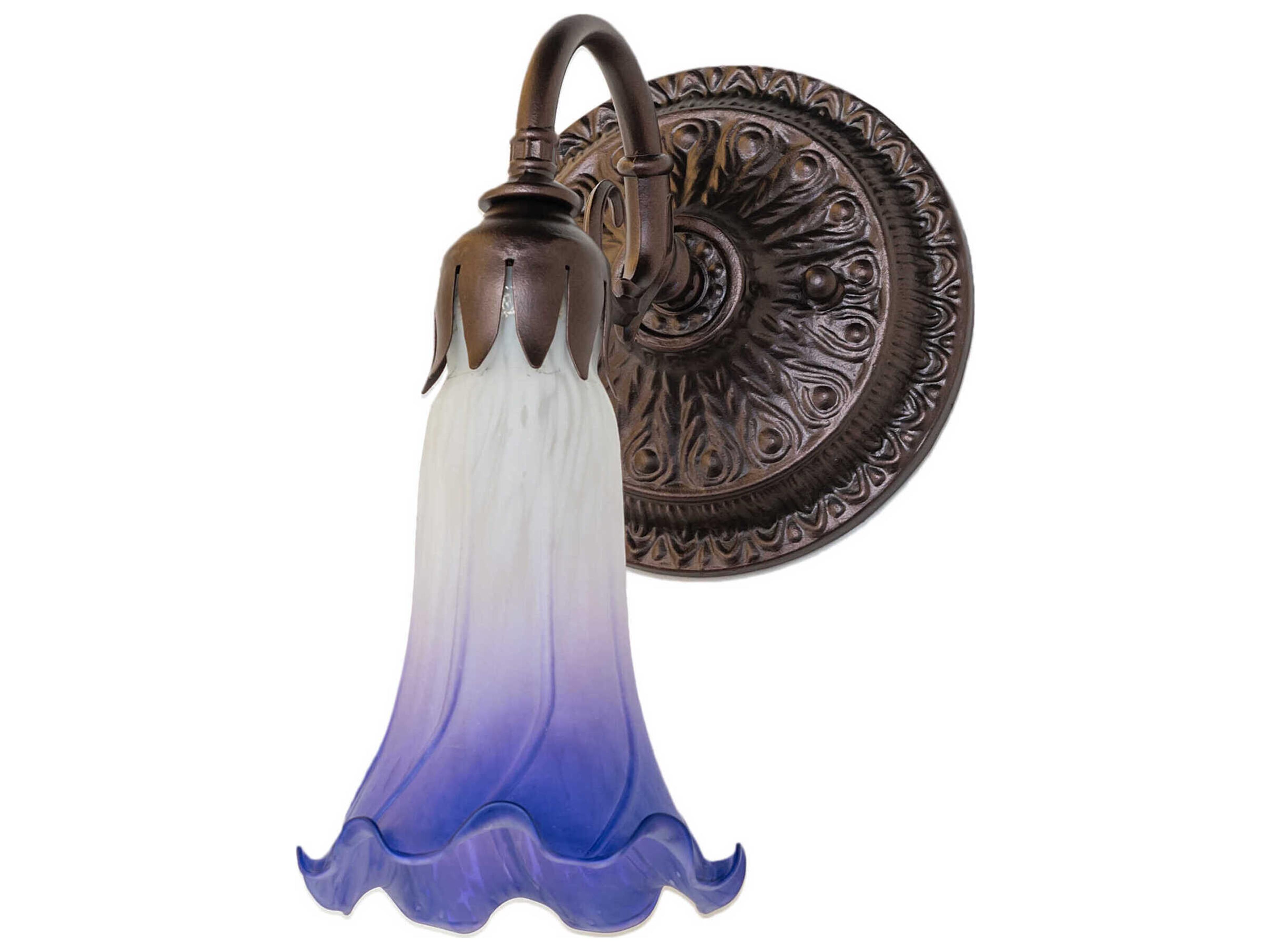 Meyda Pond Lily 1-Light Mahogany Bronze Glass Wall Sconce