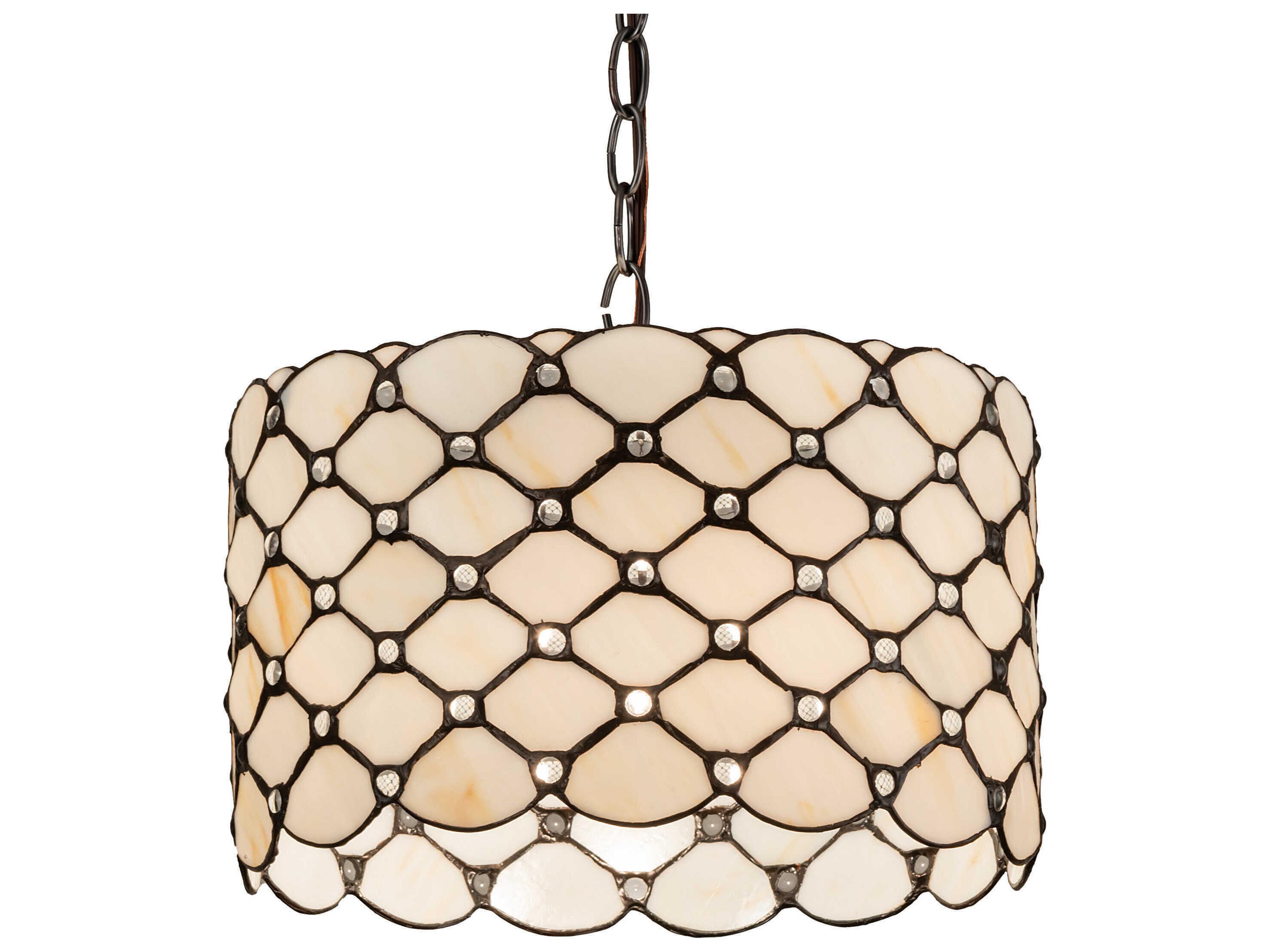 1-Light Mahogany Bronze Crystal Glass Round Pendant