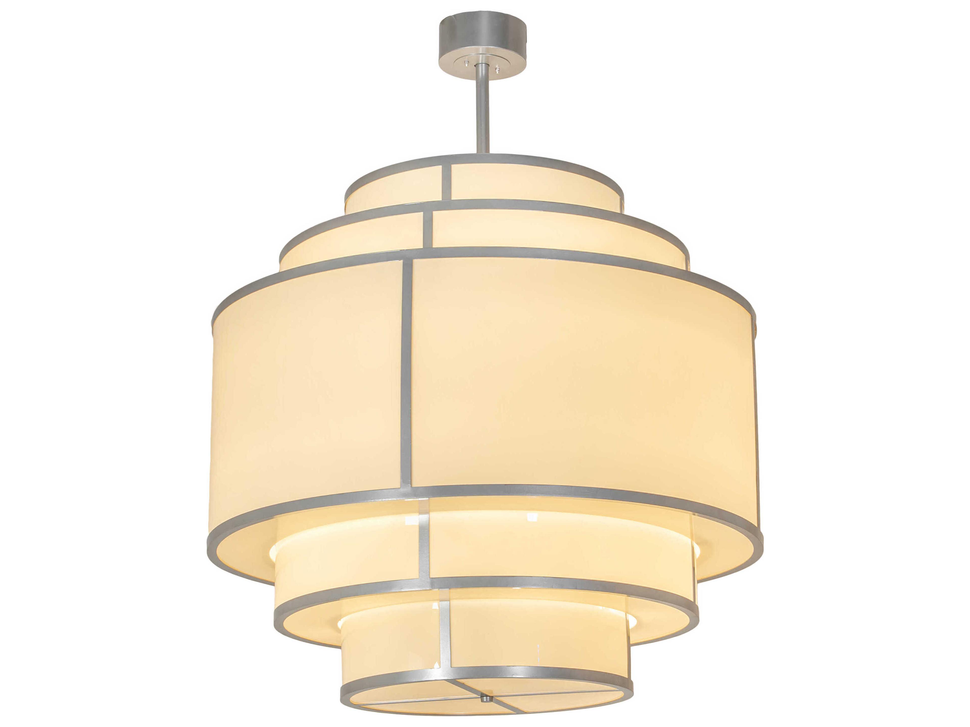 20-Light Nickel Glass LED Drum Tiered Pendant