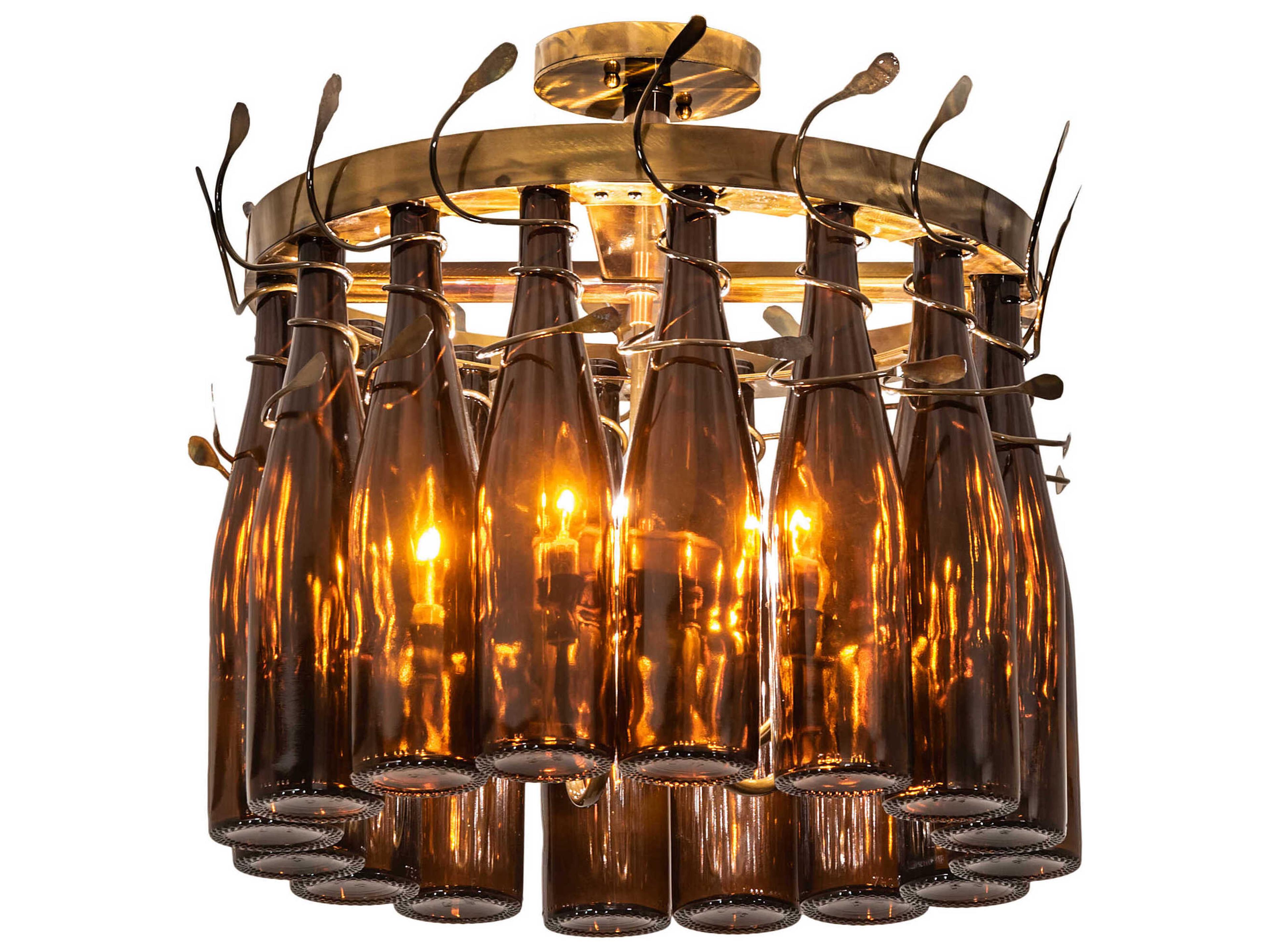 Tuscan Vineyard 5-Light Burnished Brown Glass Semi Flush Mount